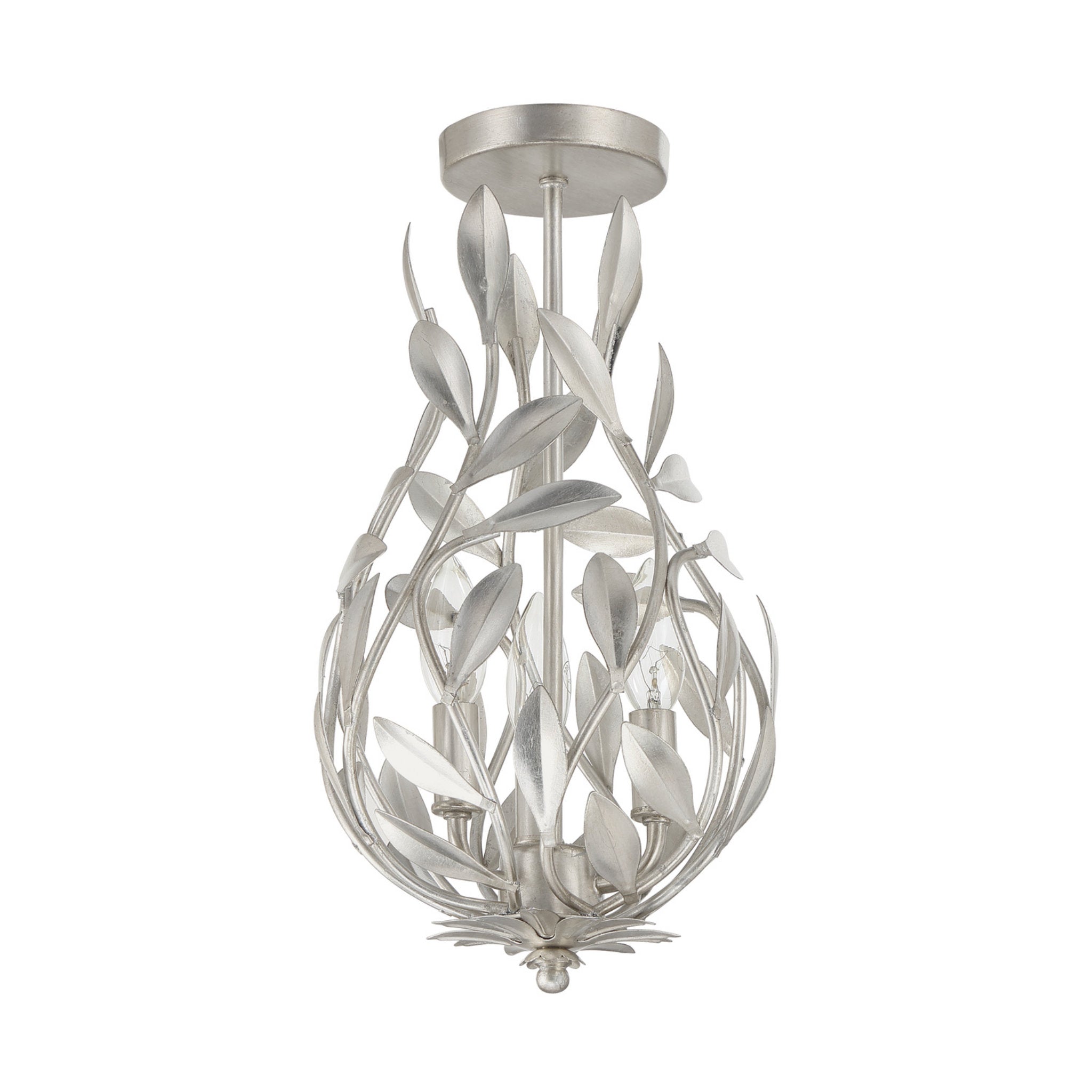 Broche 9'' Antique Silver Semi Flush Mount Silver 9"W x 16.25"H x 9"D
