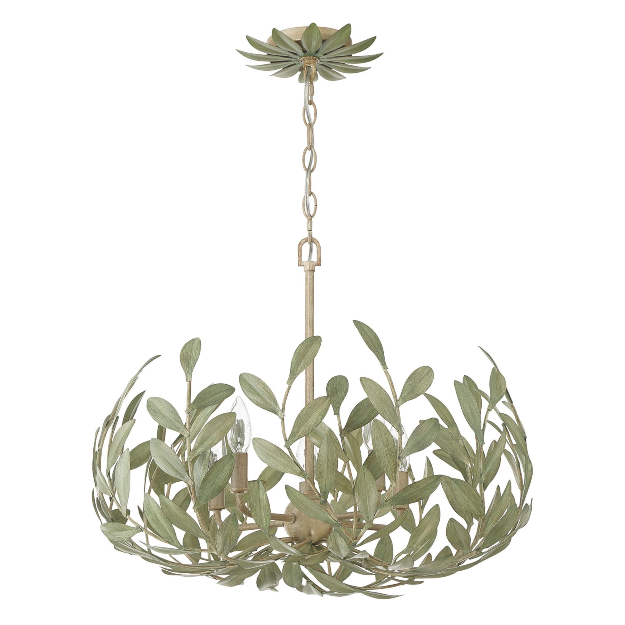 Broche 5 Light Champagne Green Tea Chandelier 23"W x 18.5"H x 23"D