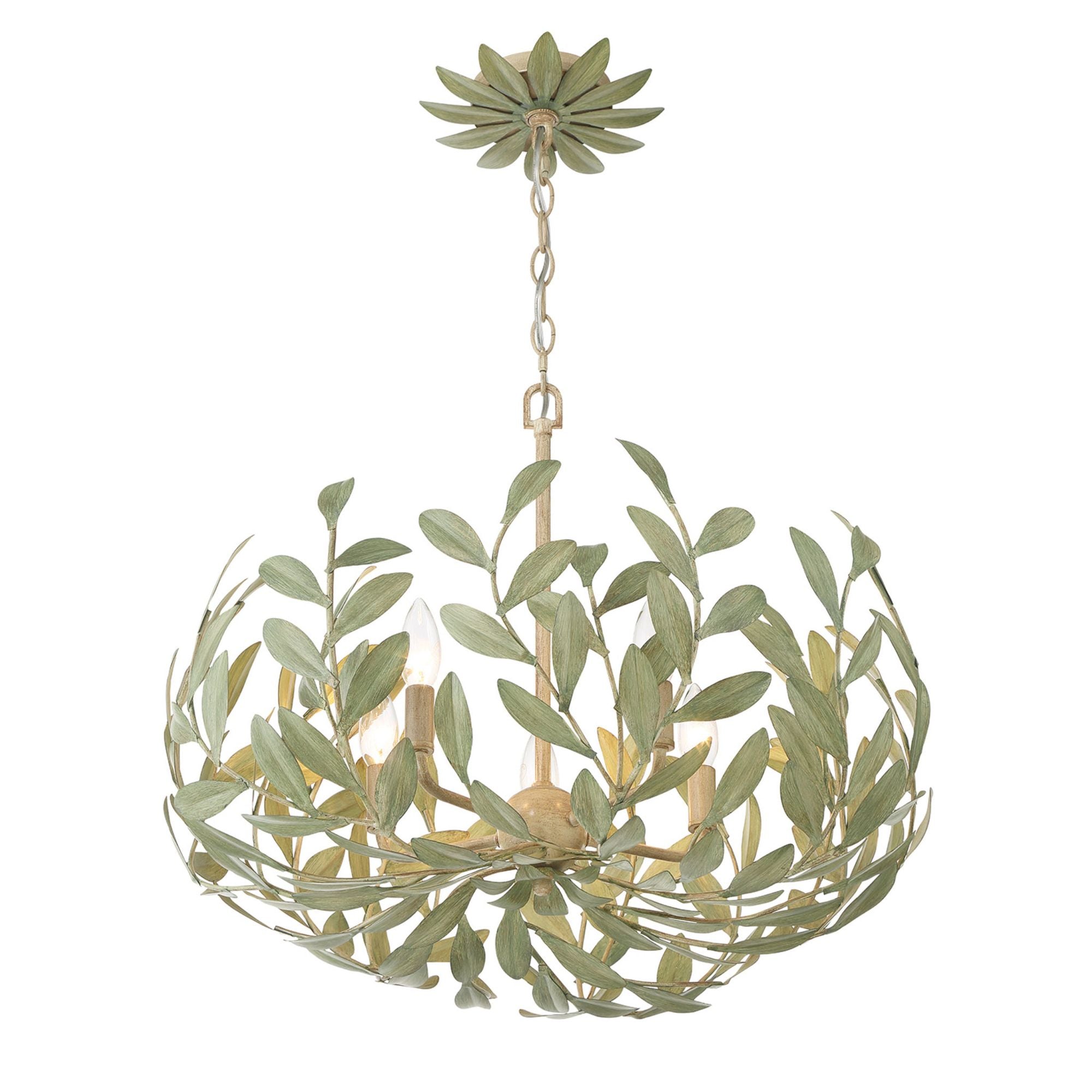 Broche 5 Light Champagne Green Tea Chandelier 23"W x 18.5"H x 23"D