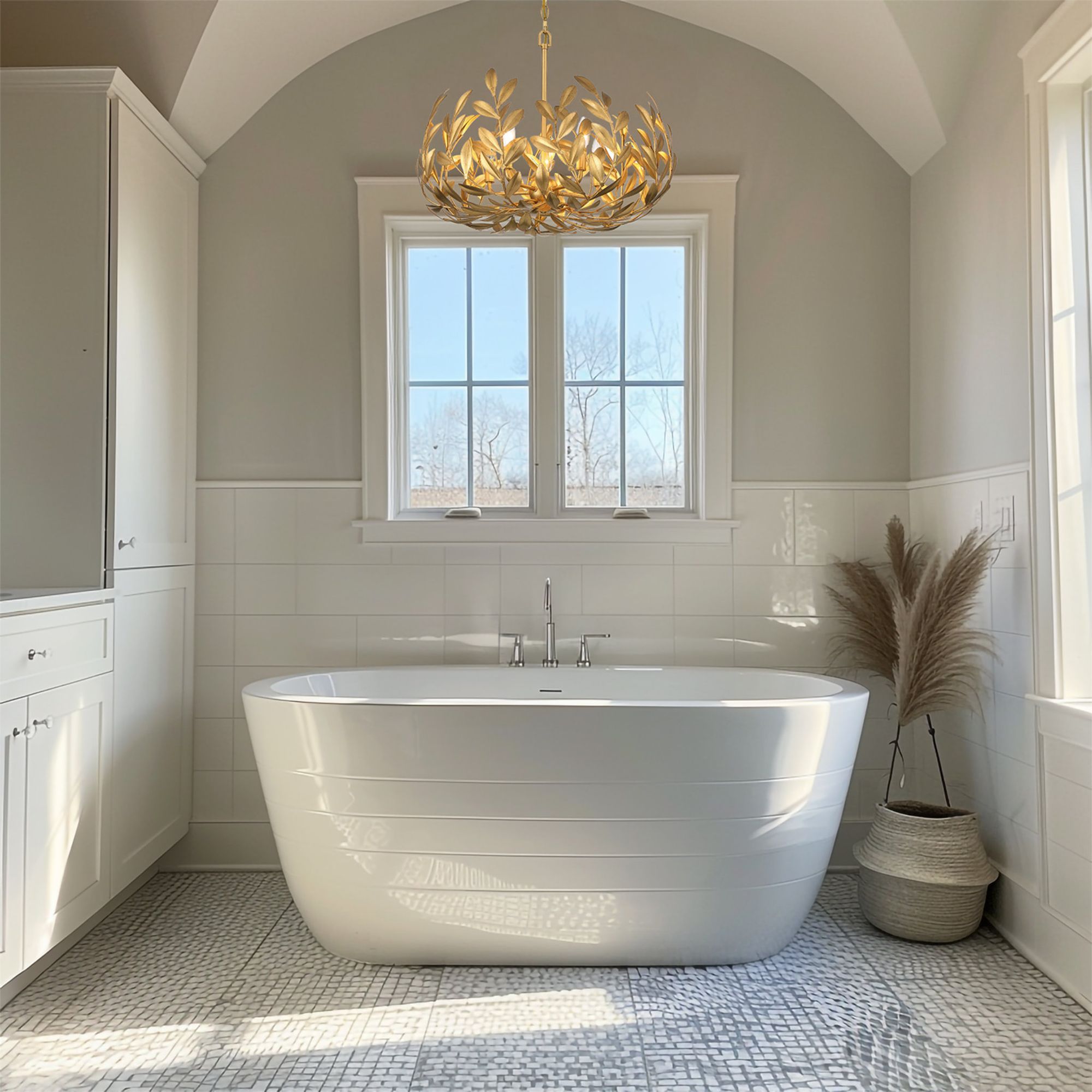 Broche 5 Light Antique Gold Chandelier 23"W x 18.5"H x 23"D