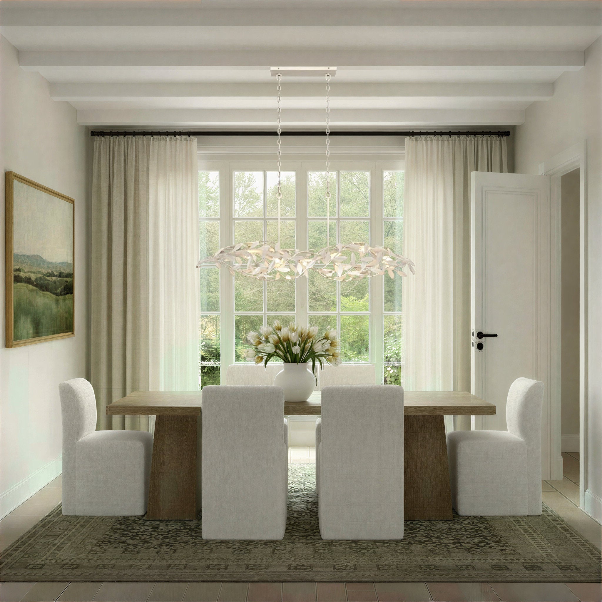 Broche 50.5'' Matte White Linear Chandelier White 50.5"W x 21.5"H x 9"D