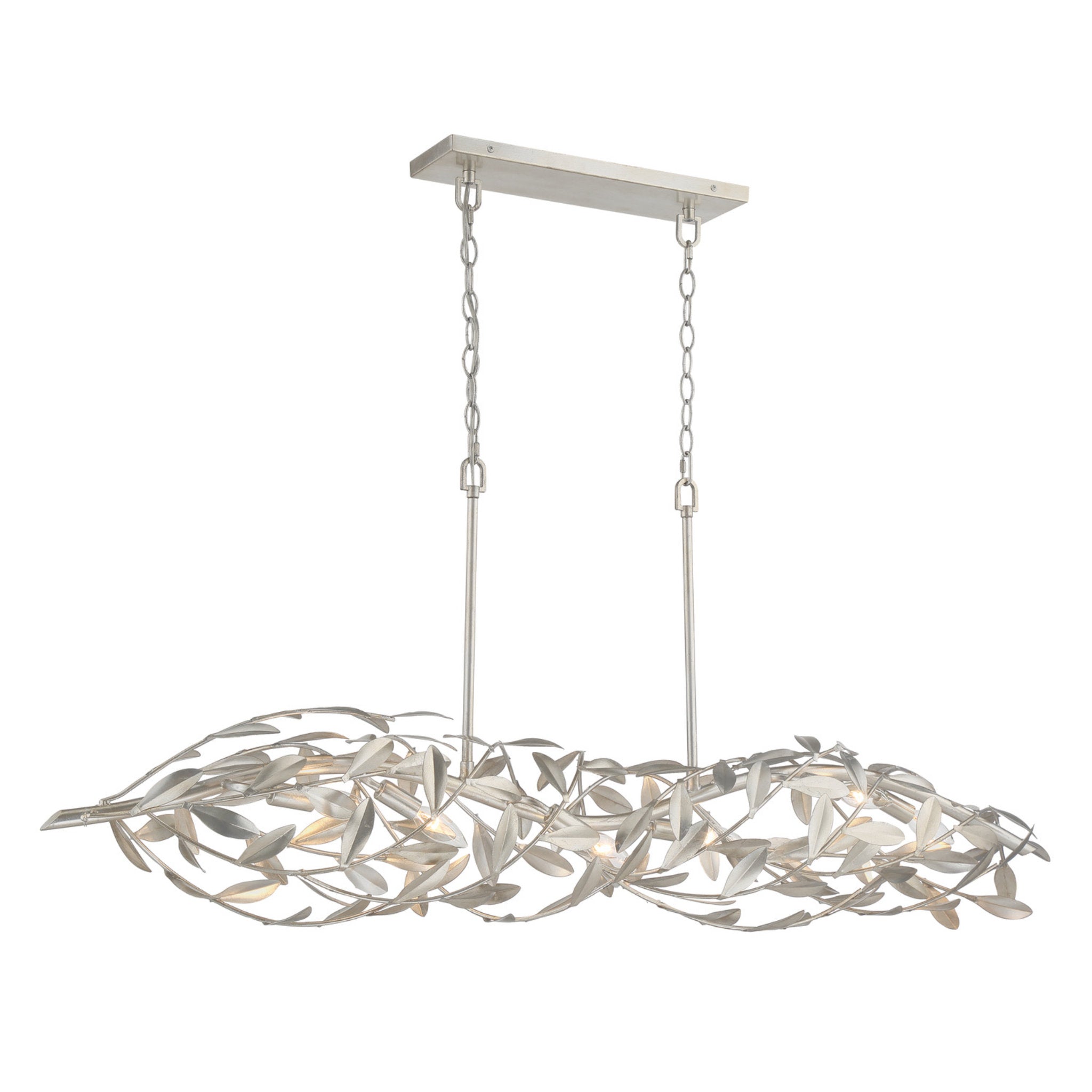 Broche 50.5'' Antique Silver Linear Chandelier Silver 50.5"W x 21.5"H x 9"D