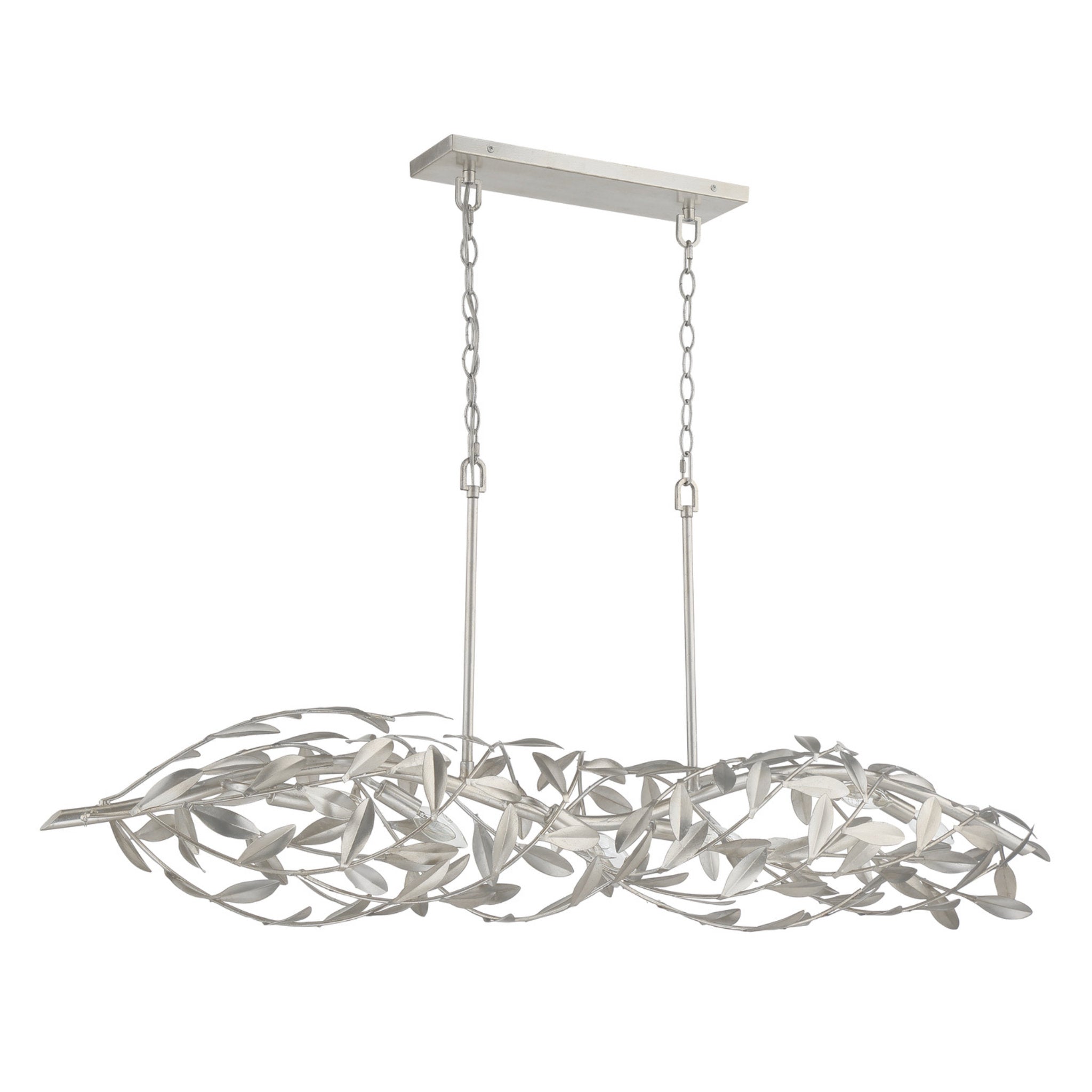 Broche 50.5'' Antique Silver Linear Chandelier Silver 50.5"W x 21.5"H x 9"D