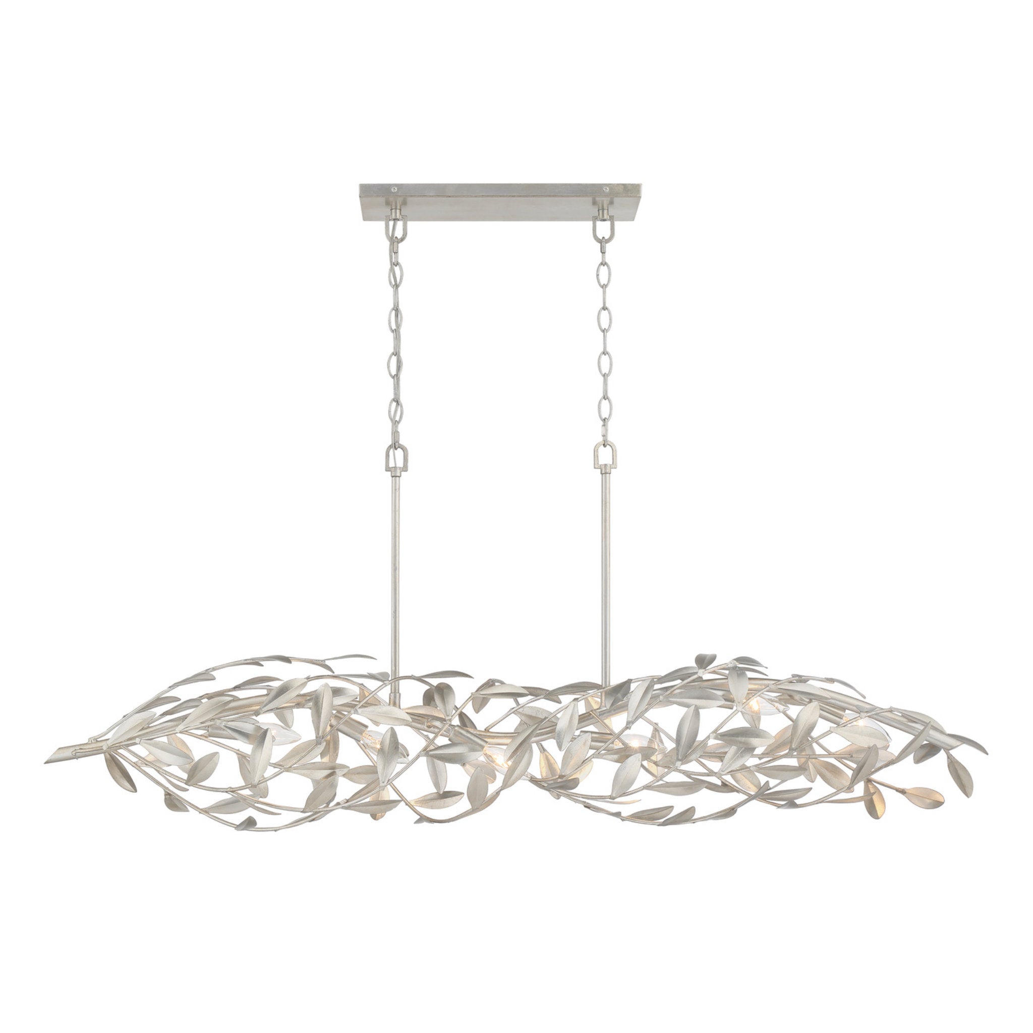 Broche 50.5'' Antique Silver Linear Chandelier Silver 50.5"W x 21.5"H x 9"D
