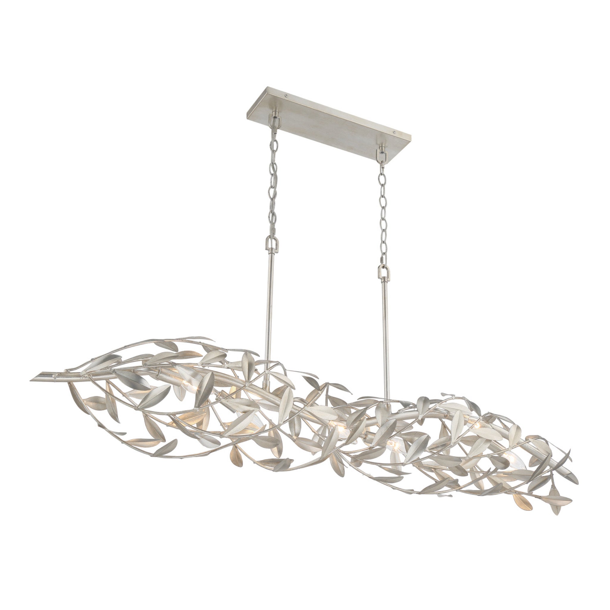 Broche 50.5'' Antique Silver Linear Chandelier Silver 50.5"W x 21.5"H x 9"D