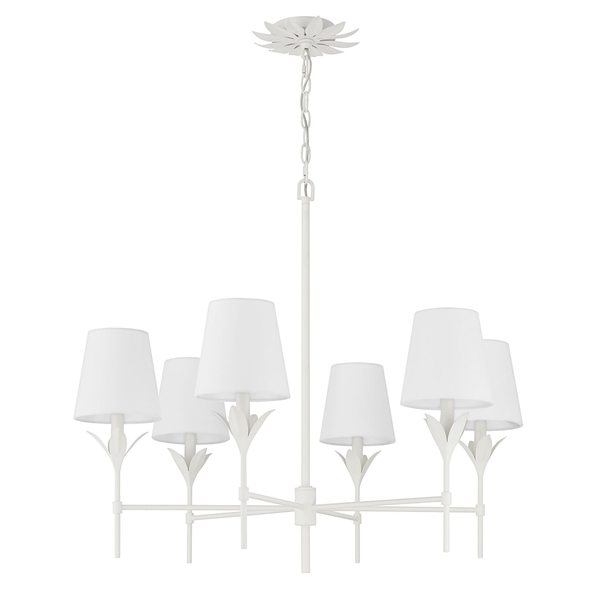 Broche 6 Light Matte White Chandelier Silk Shade 32"W x 28"H x 32"D
