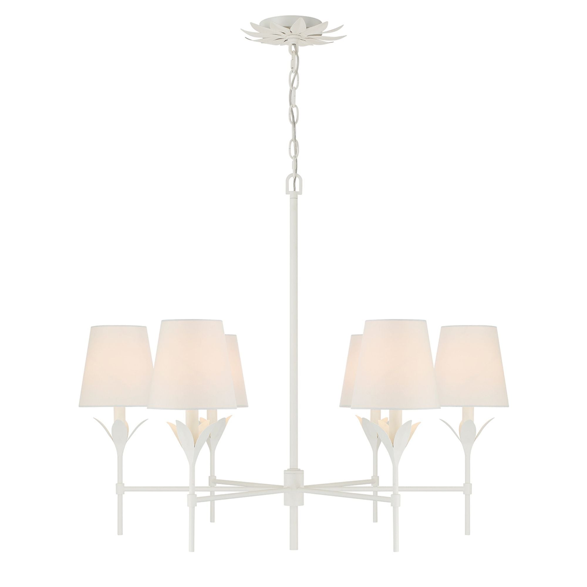 Broche 6 Light Matte White Chandelier Silk Shade 32"W x 28"H x 32"D