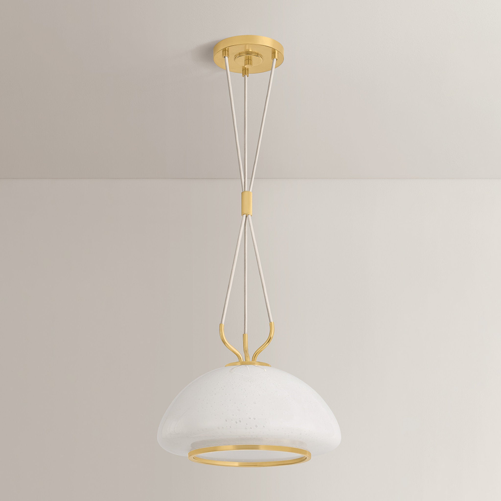 Baudette 1-Light Pendant in Aged Brass 14.25W x 10.5H