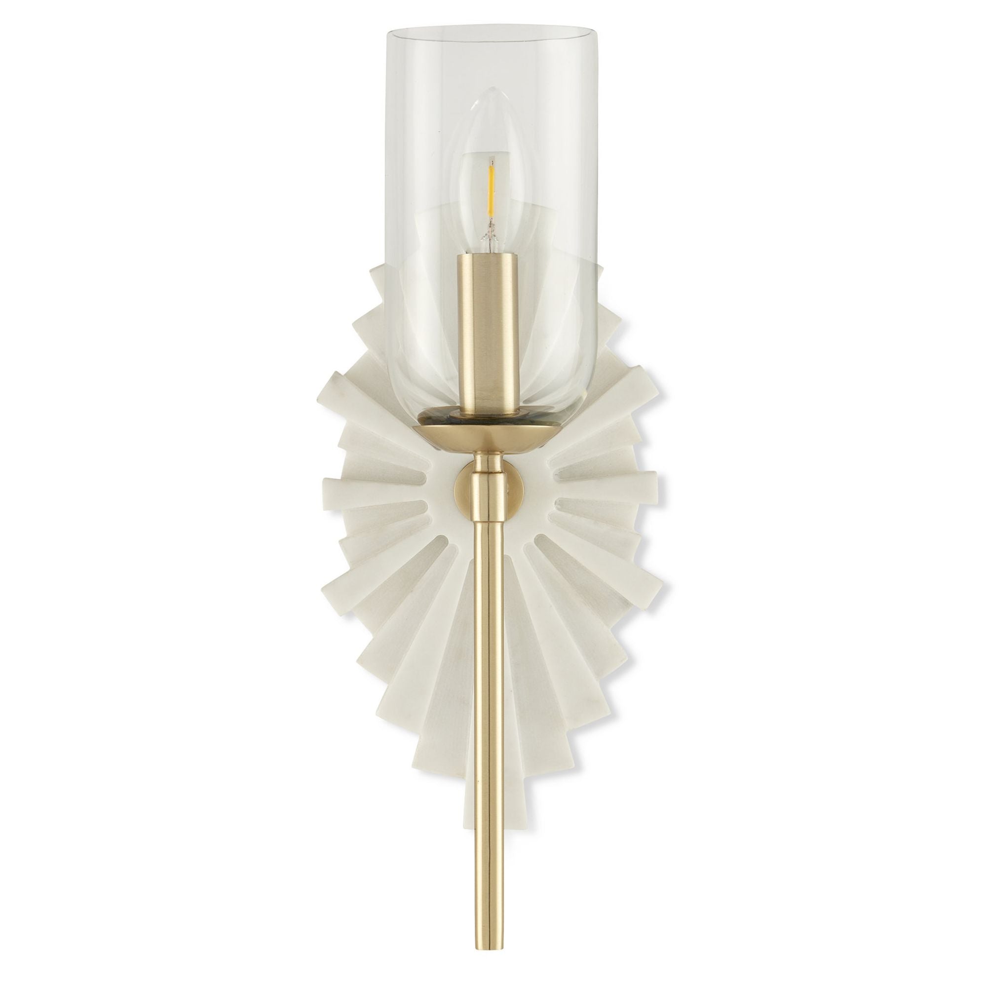 Benthos White Wall Sconce - White/Brass/Clear