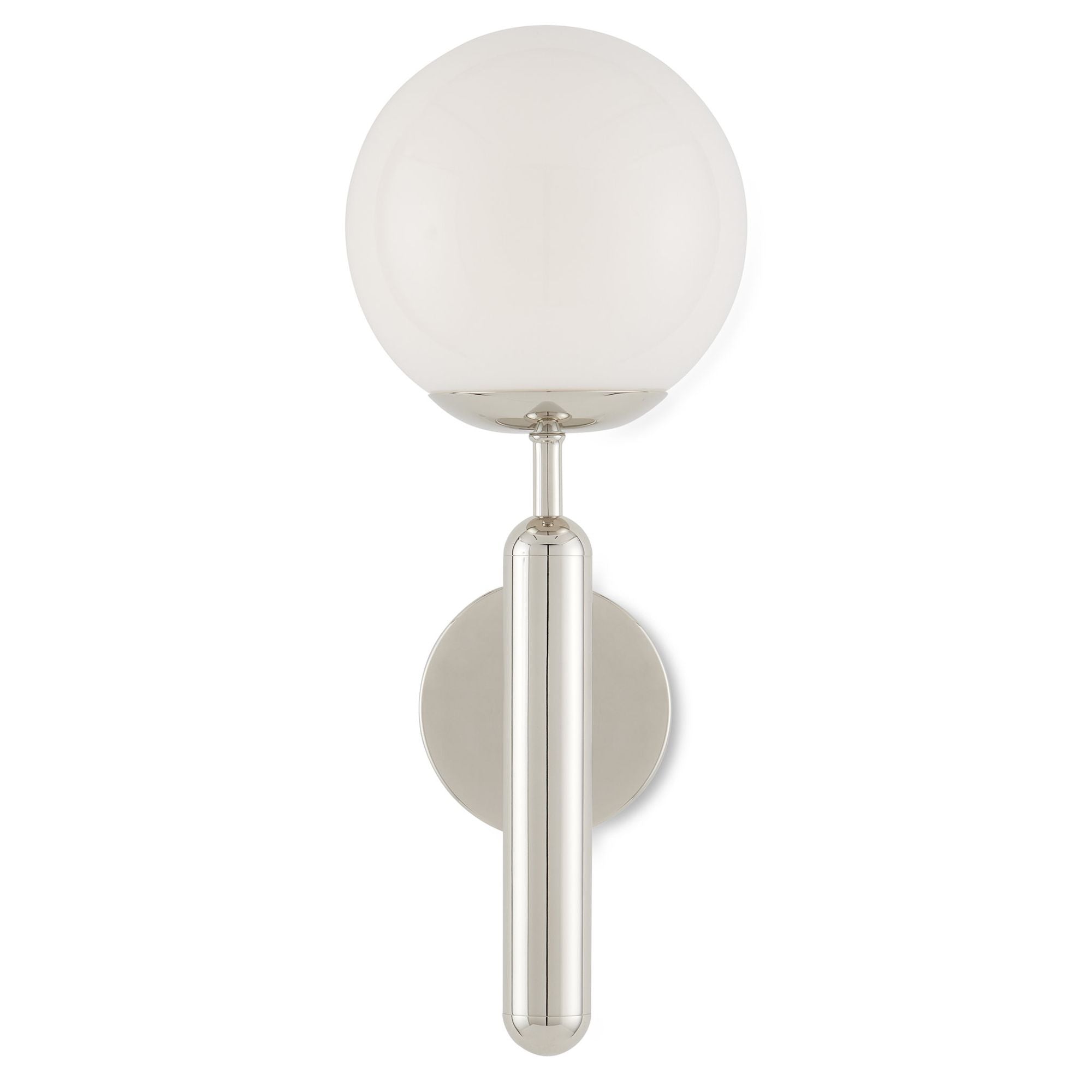 Barbican Single-Light Nickel Wall Sconce - Polished Nickel/White