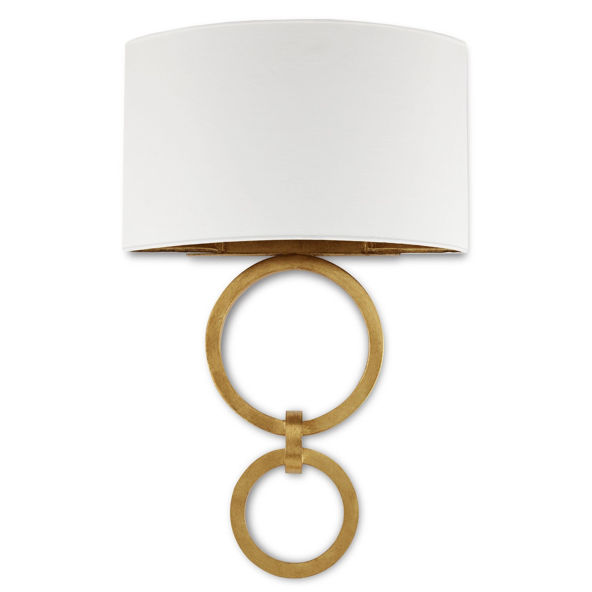Bolebrook White Wall Sconce, White Shade - Gesso White/Contemporary Gold Leaf