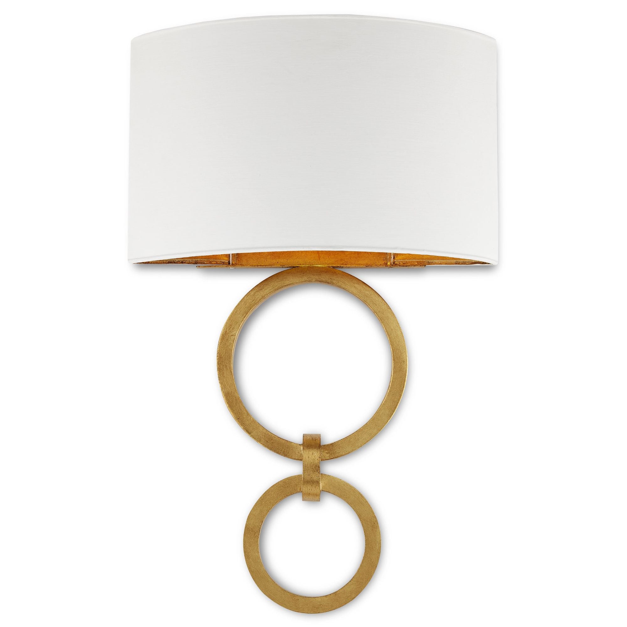 Bolebrook White Wall Sconce, White Shade - Gesso White/Contemporary Gold Leaf