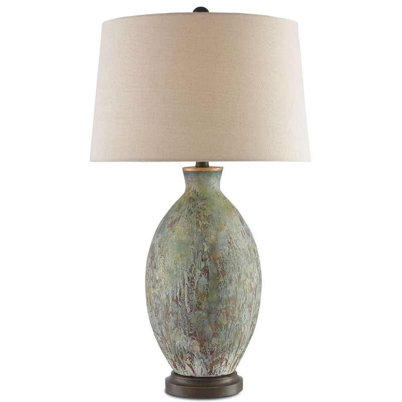 Remi Table Lamp - Green/Dark Red/Bronze Gold