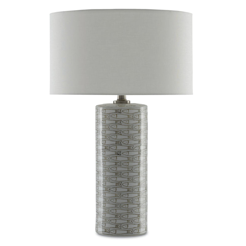 Fisch Large Table Lamp - Gray/White/Antique Nickel