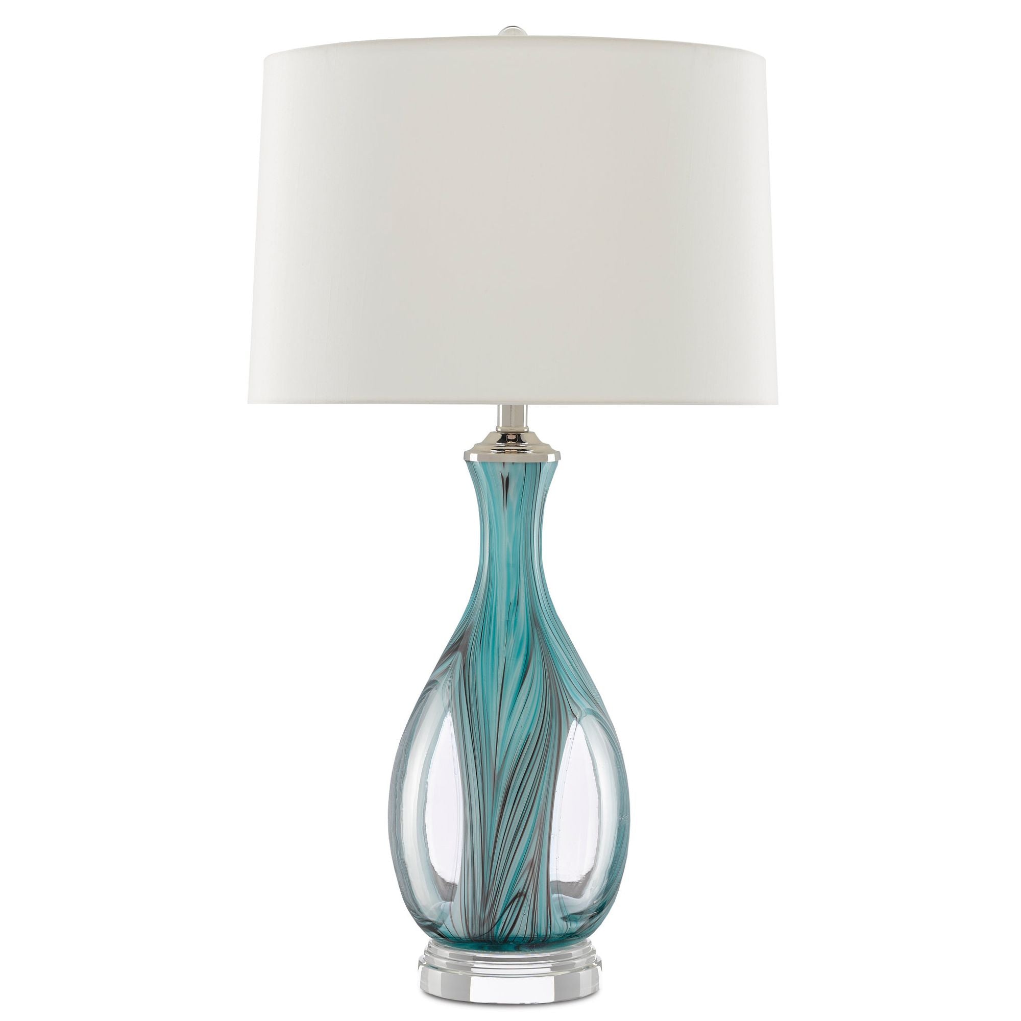 Eudoxia Blue Table Lamp - Blue/Clear/Polished Nickel