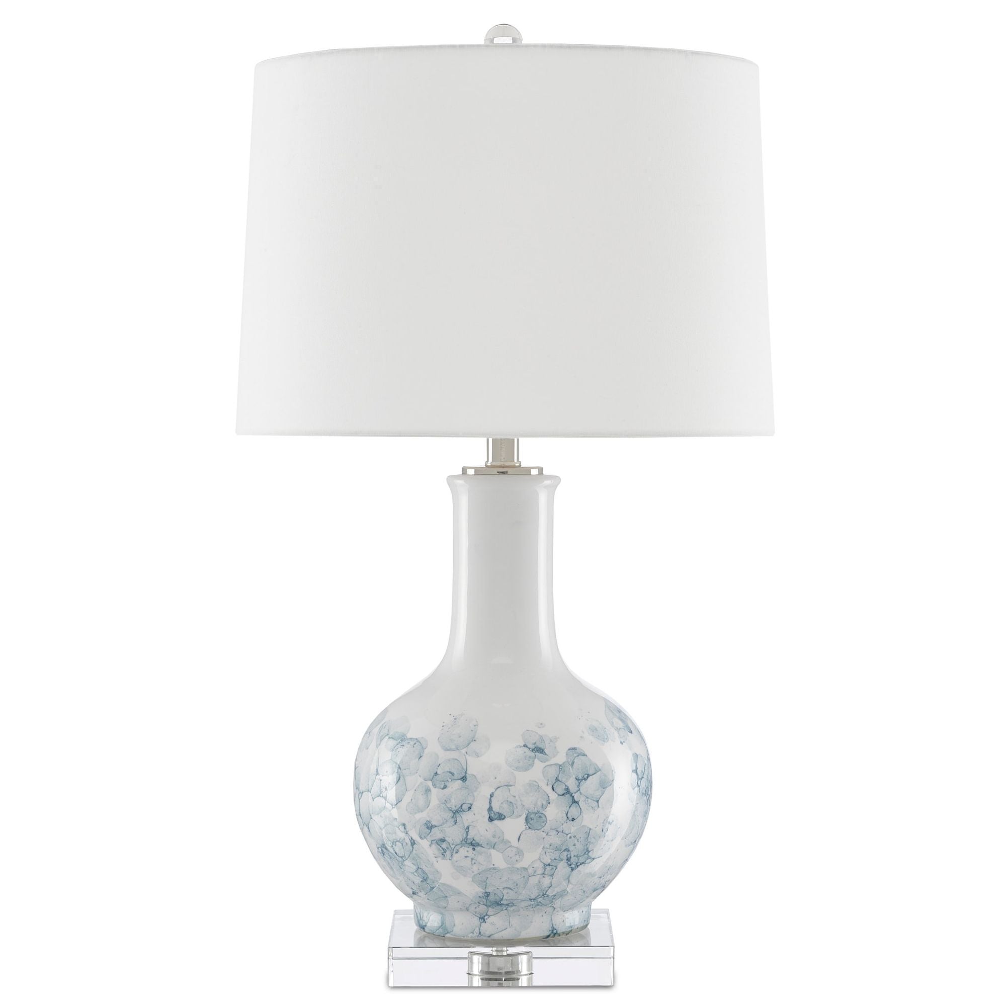 Myrtle White Table Lamp - White/Blue/Clear/Polished Nickel