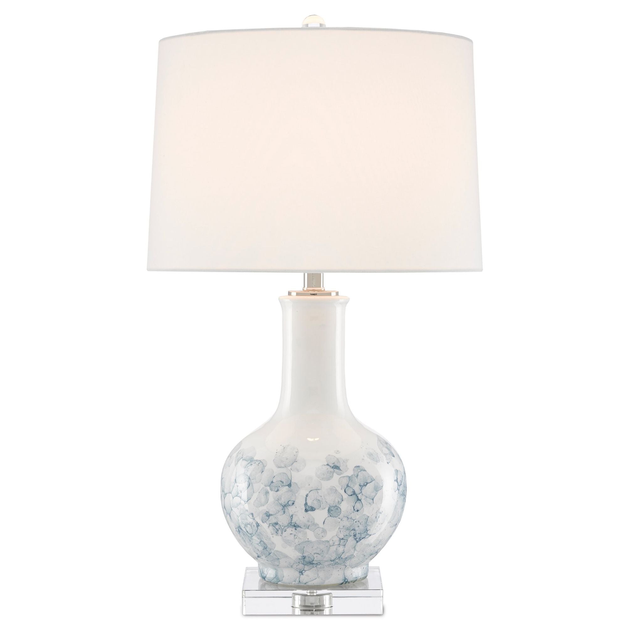 Myrtle White Table Lamp - White/Blue/Clear/Polished Nickel