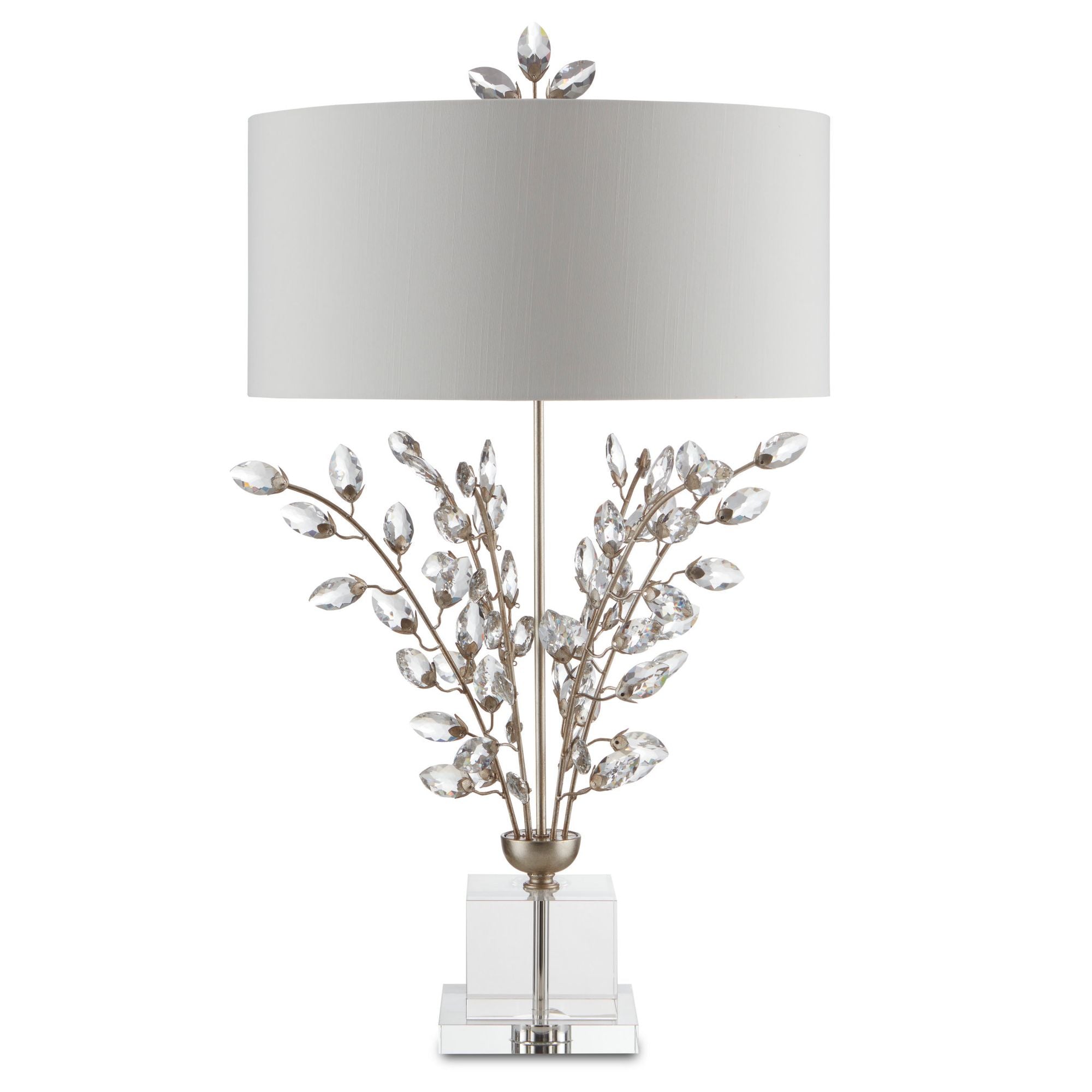Forget-Me-Not Silver Table Lamp - Silver Leaf/Clear