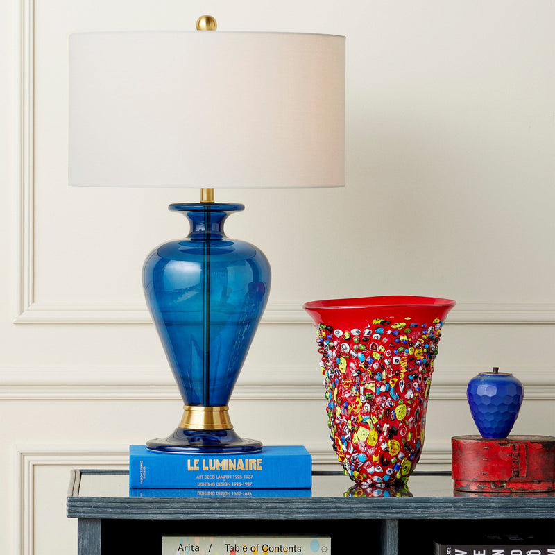 Aladdin Blue Table Lamp - Clear Blue/Antique Brass