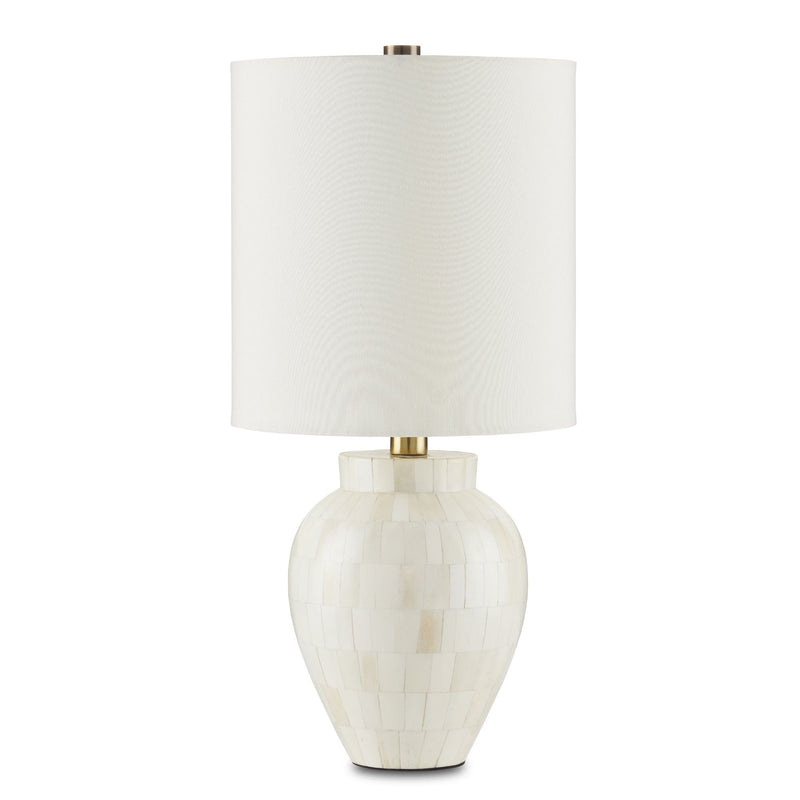 Osso White Round Table Lamp - Natural Bone/Antique Brass