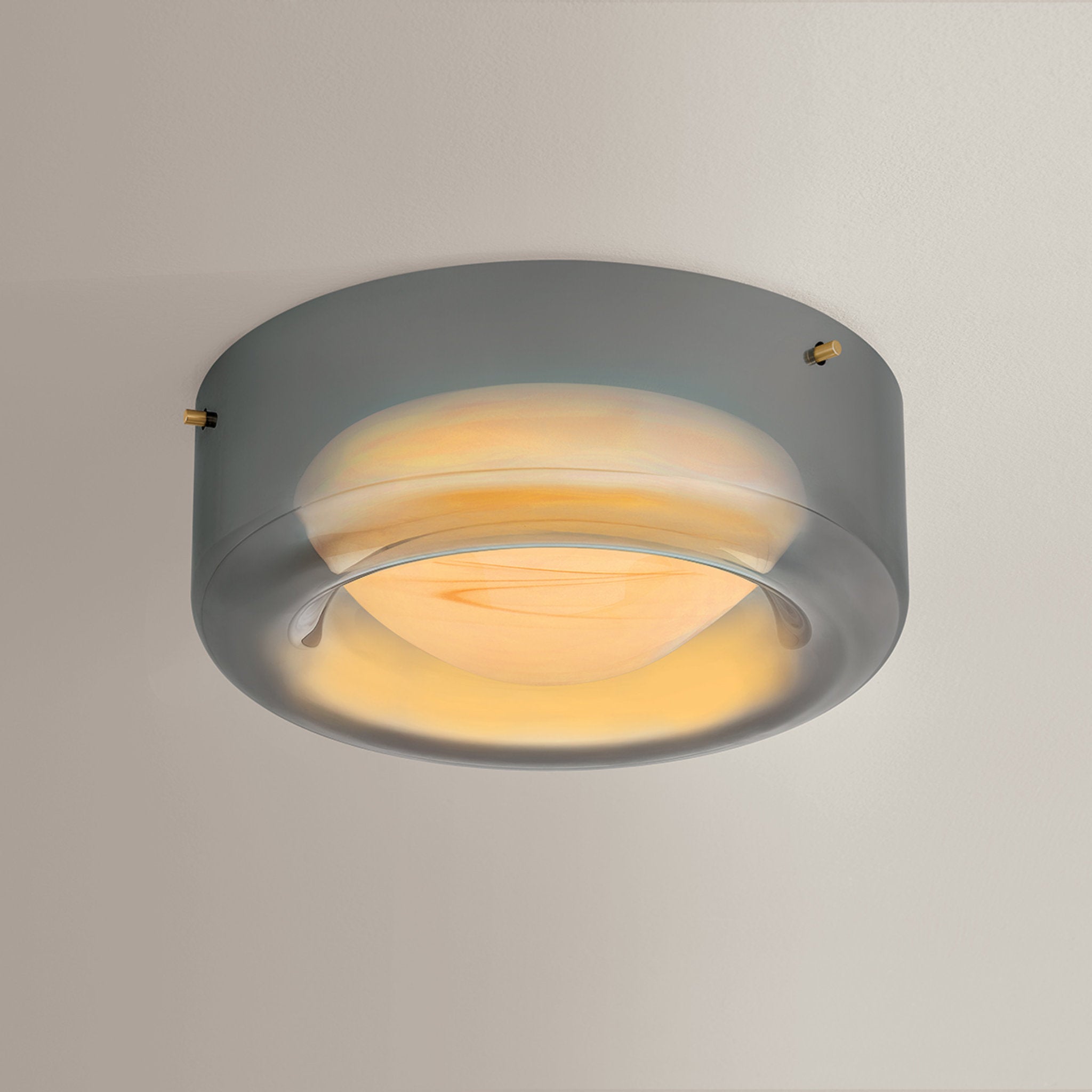 Eldred 1-Light Flush Mount in Aged Brass 15W x 5.75H