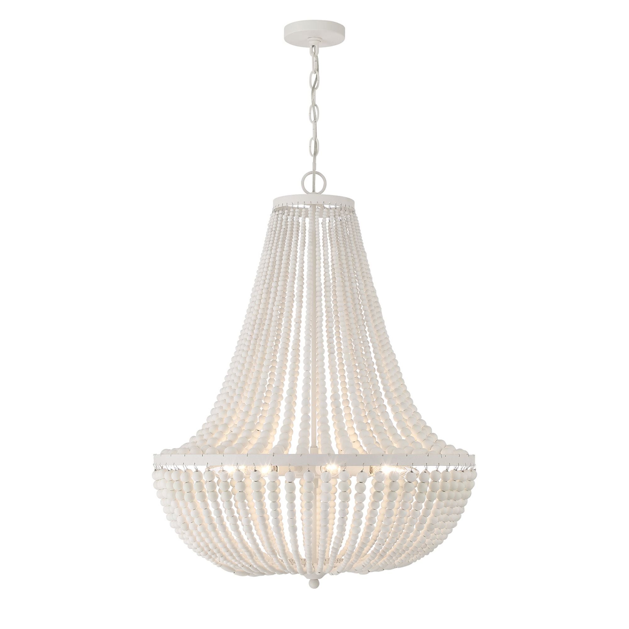 Rylee 8 Light Matte White Chandelier White Wood Beads 24.75"W x 31.25"H x 24.75"D