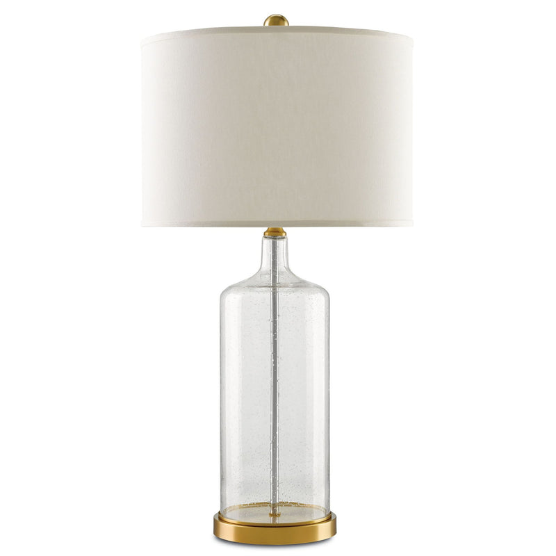 Hazel Glass Table Lamp - Clear Seeded Glass/Brass