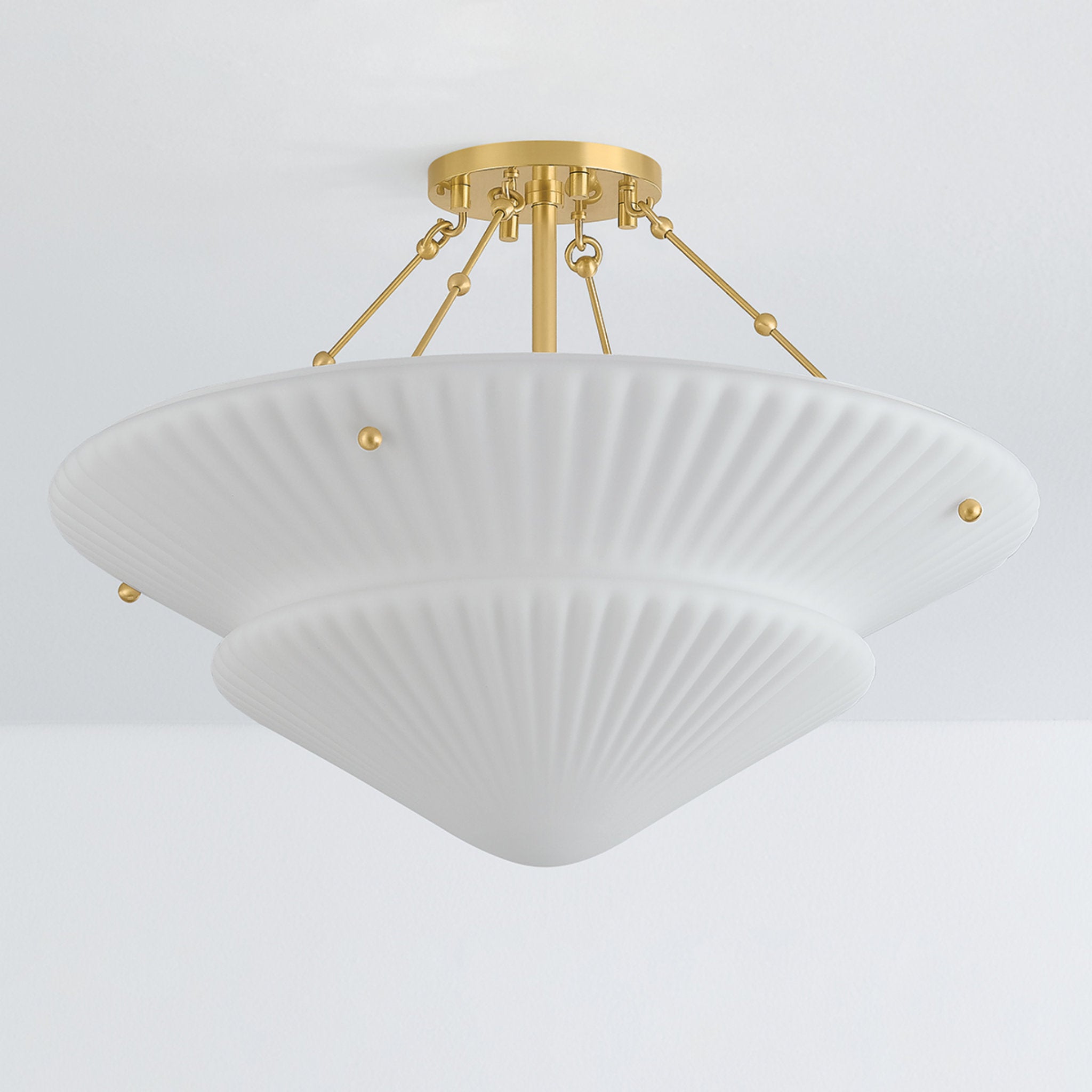 Loburn 3-Light Semi Flush in Aged Brass 20.25W x 14.25H