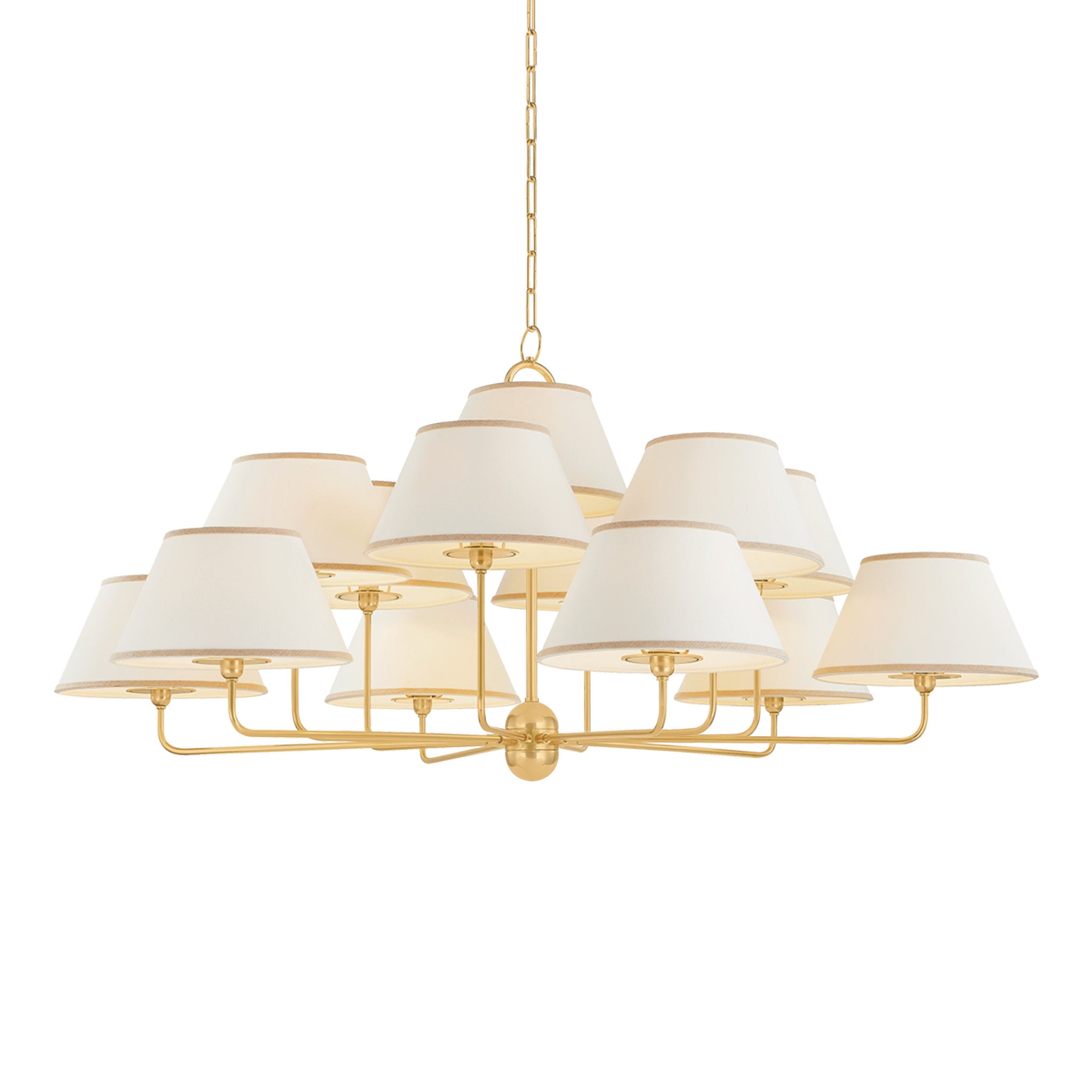 Durland 13-Light Chandelier in Aged Brass 55W x 25.75H