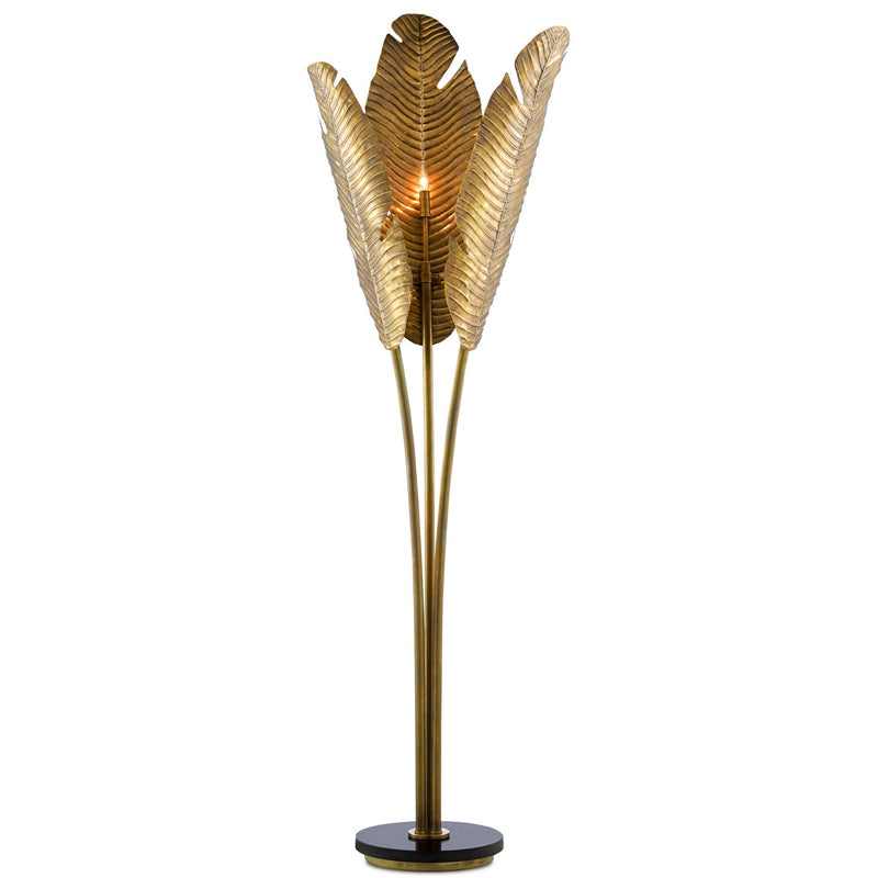Tropical Medium Brass Floor Lamp - Vintage Brass/Black