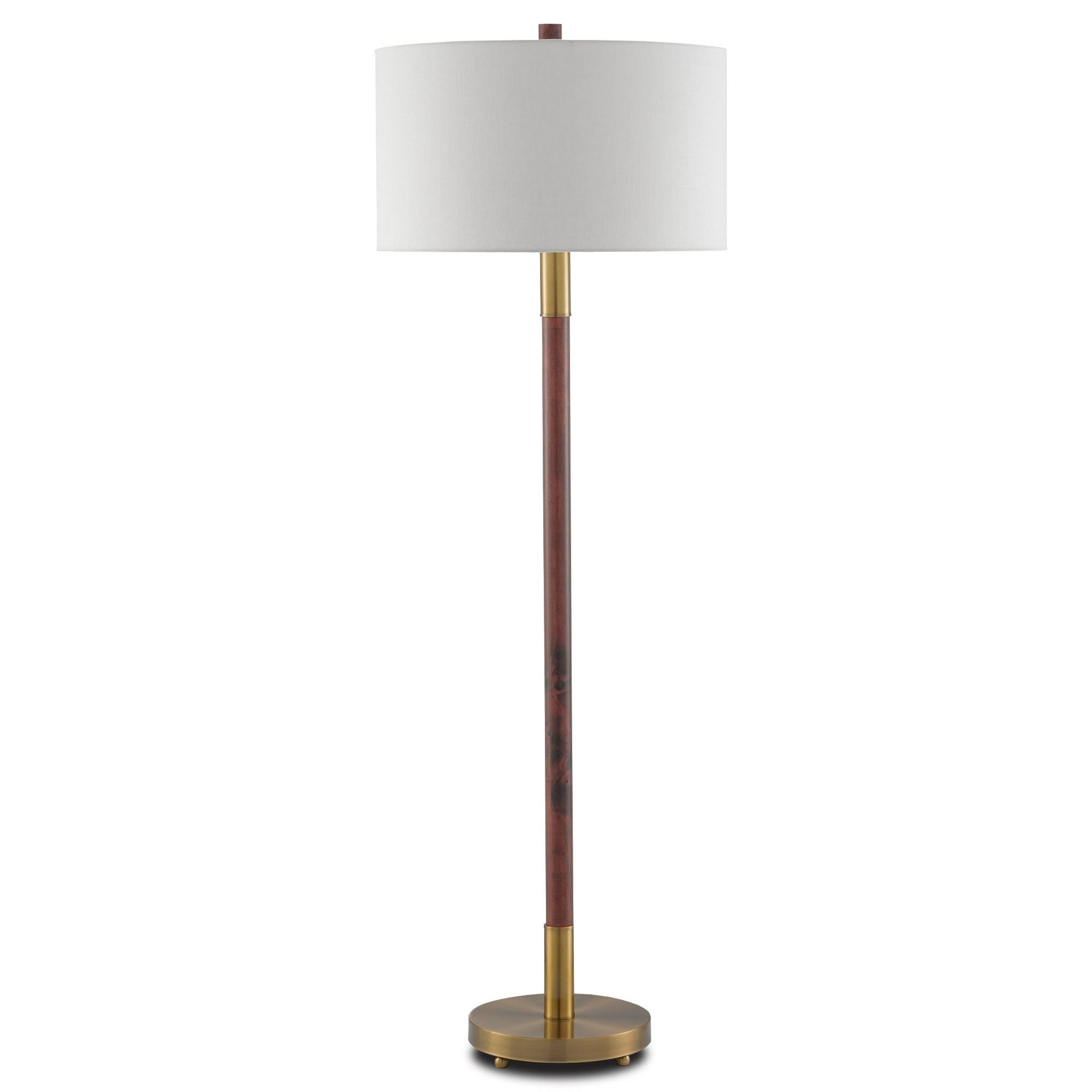 Bravo Mahogany Floor Lamp - Mahogany/Antique Brass