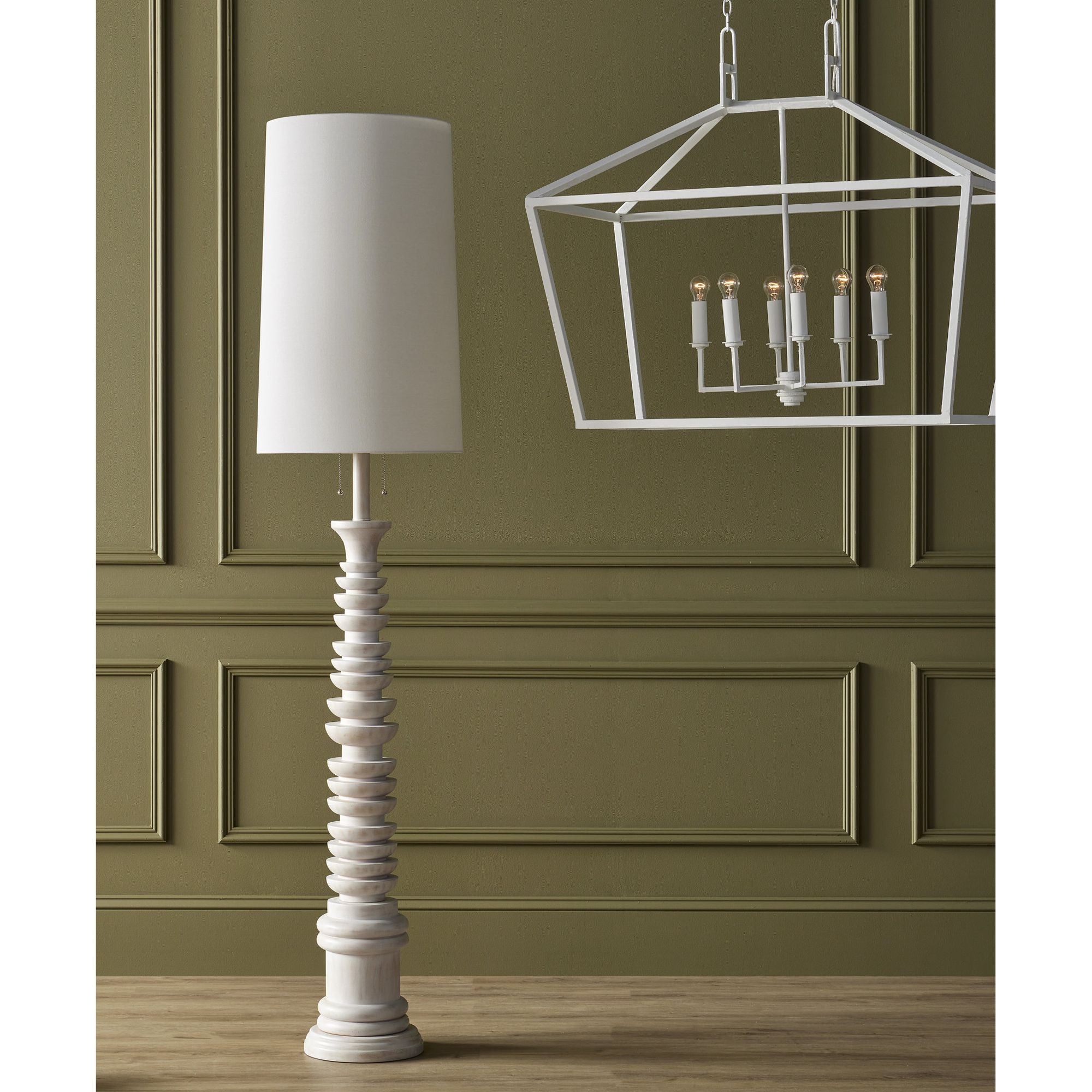 Malayan White Floor Lamp - Whitewash