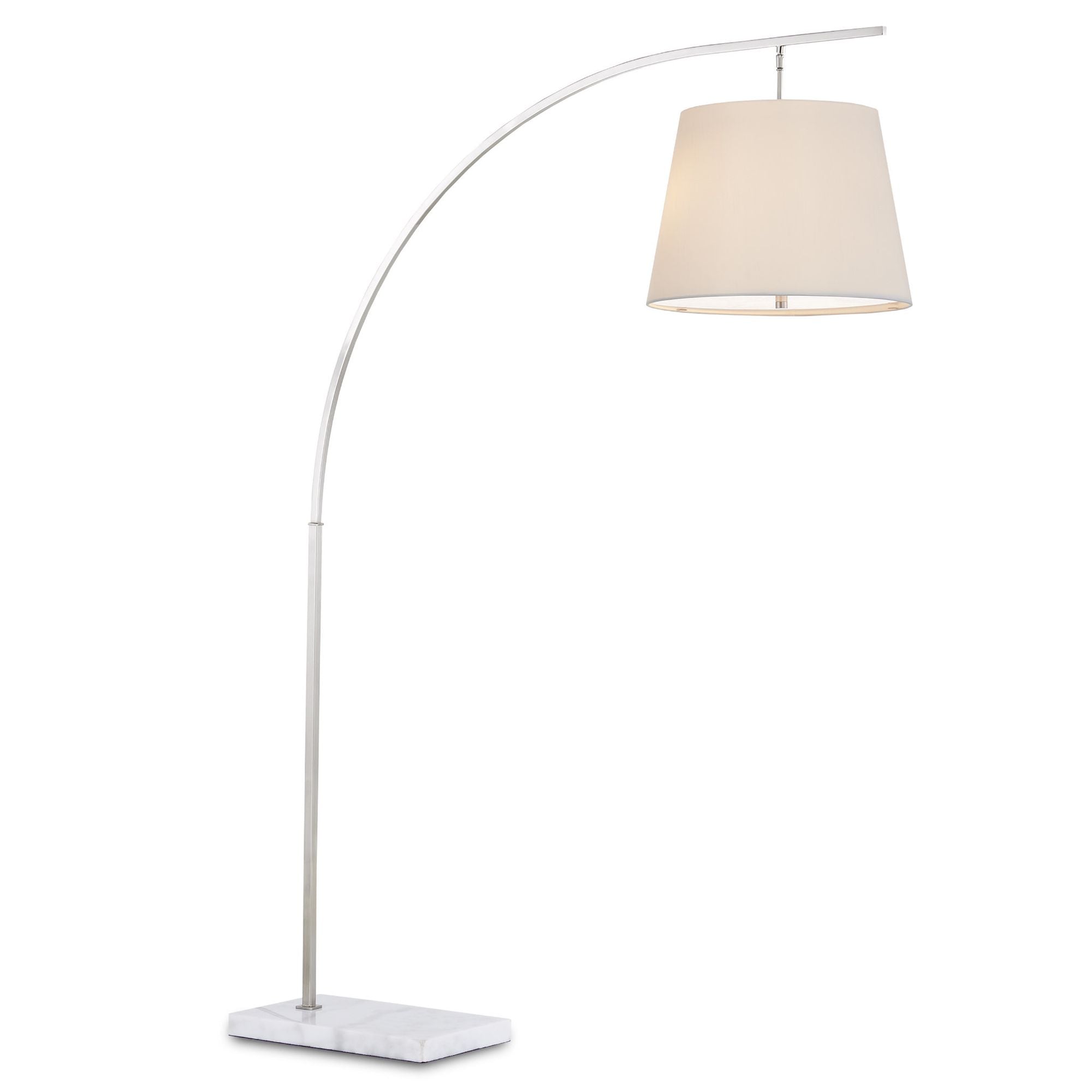 Cloister Medium Nickel Floor Lamp - Brushed Nickel/White