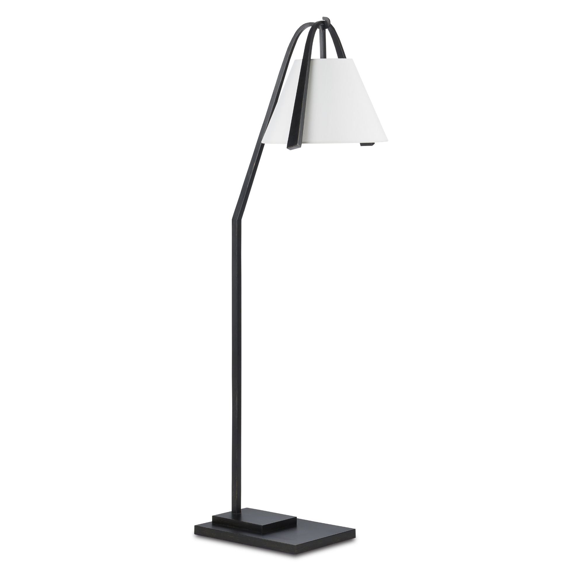 Frey Black Floor Lamp - Satin Black/Brushed Brown