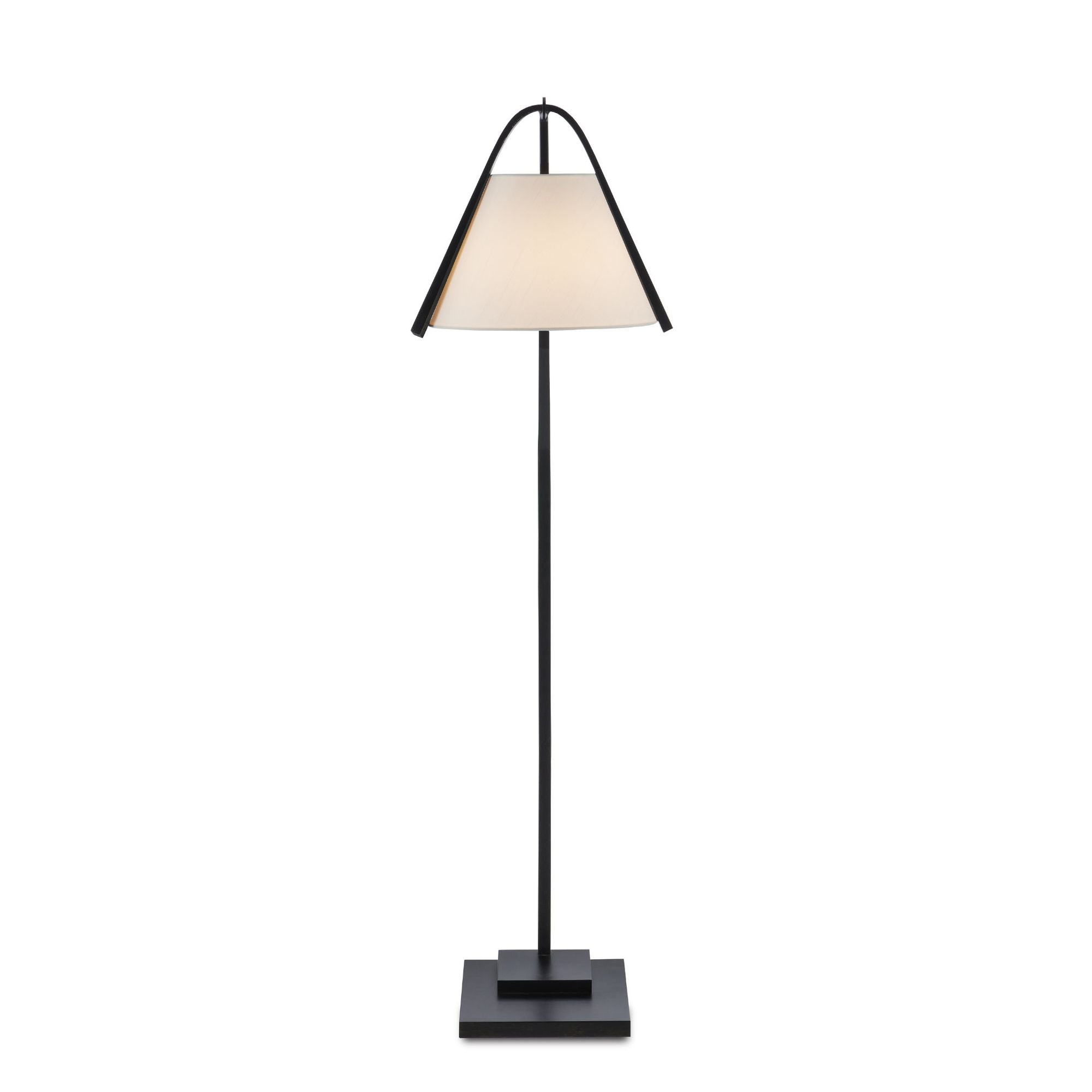Frey Black Floor Lamp - Satin Black/Brushed Brown