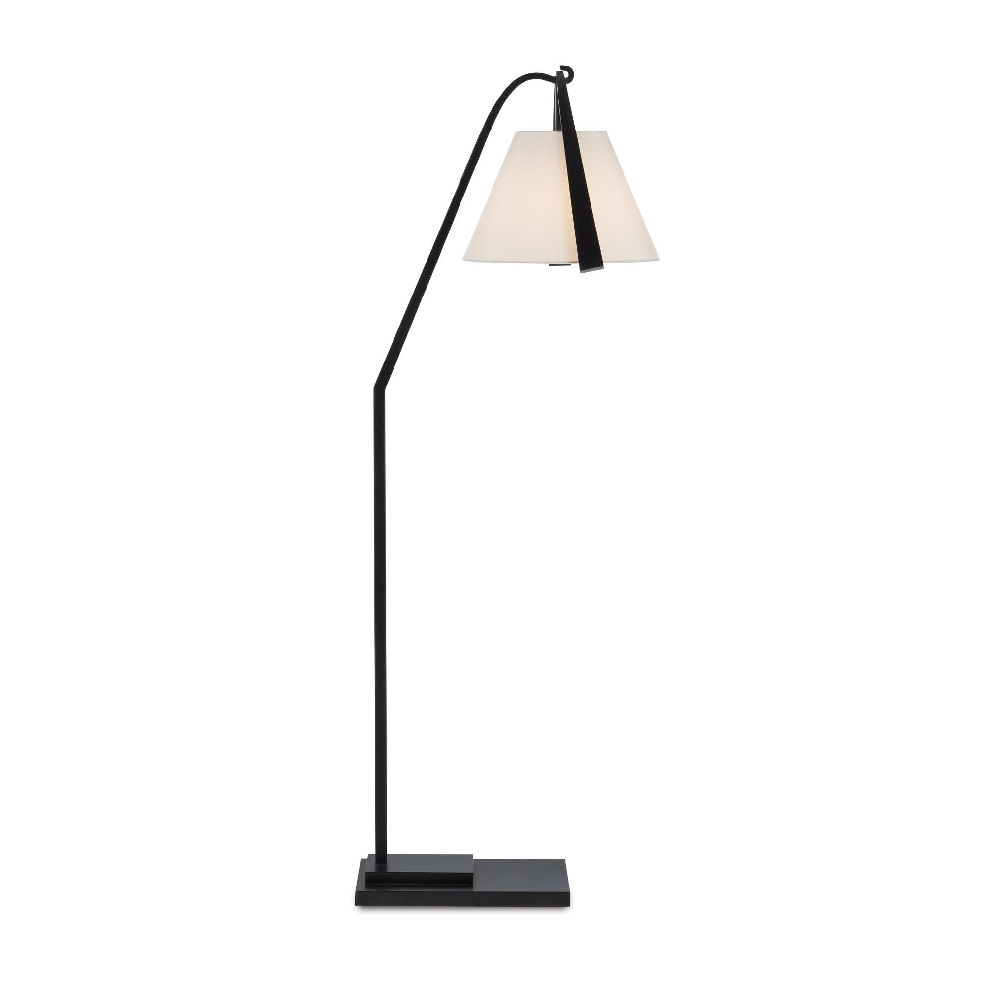 Frey Black Floor Lamp - Satin Black/Brushed Brown