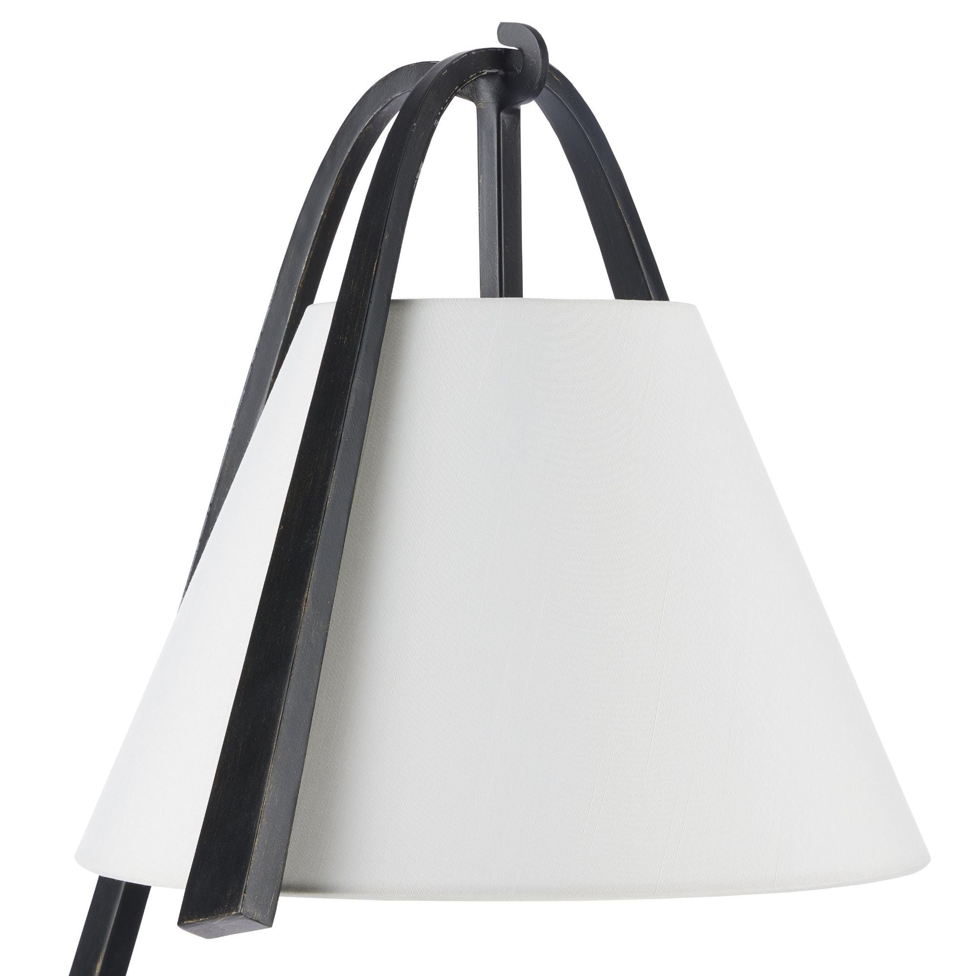 Frey Black Floor Lamp - Satin Black/Brushed Brown