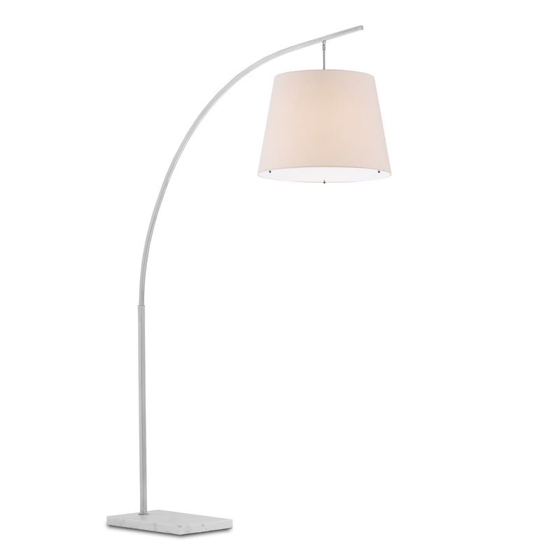 Cloister Large Nickel Floor Lamp - Brushed Nickel/White