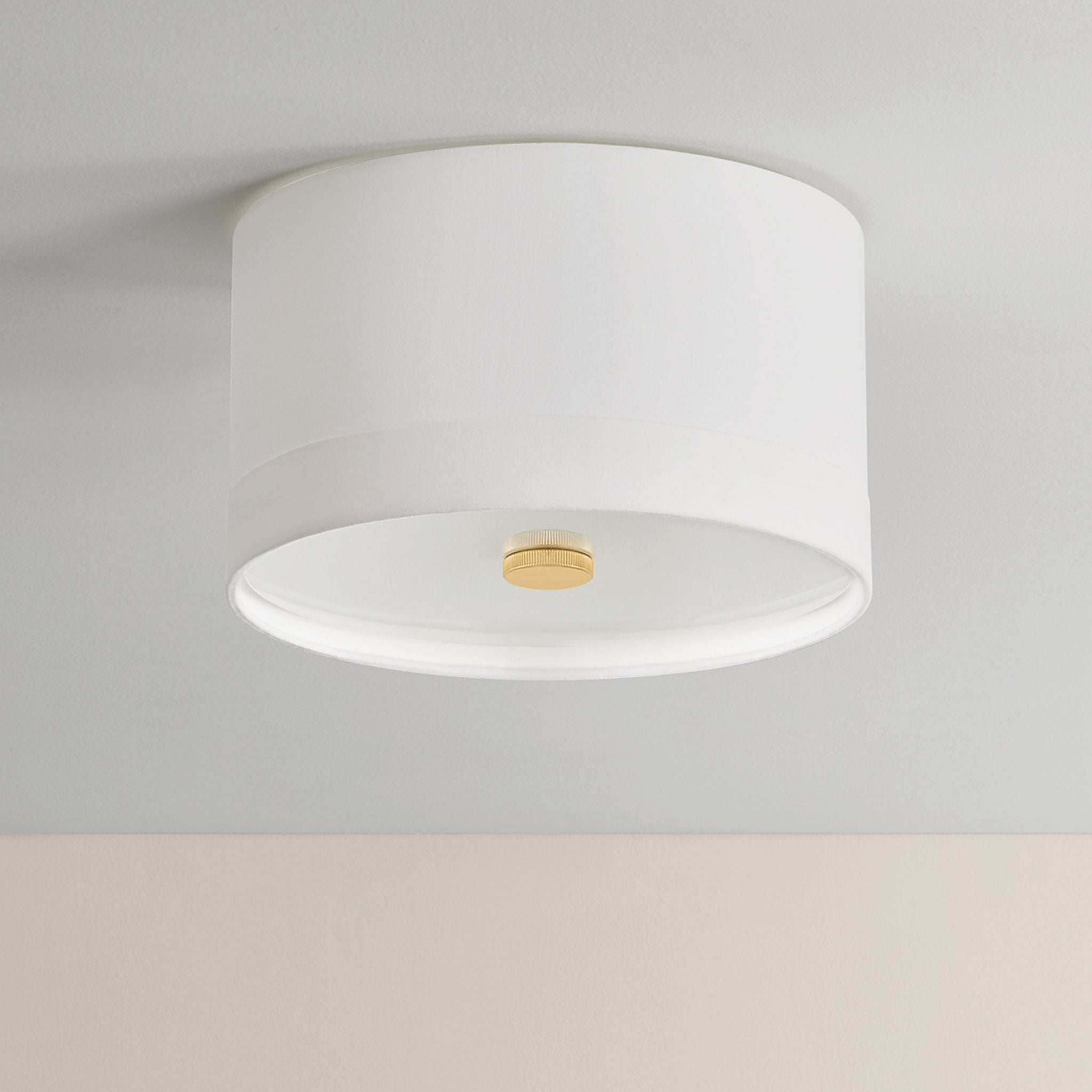 Ashland 3-Light Flush Mount in Aged Brass 14W x 8.5H