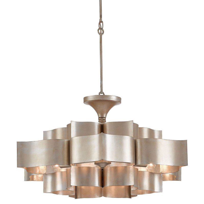 Grand Lotus Large Silver Chandelier - Contemporary Silver Leaf