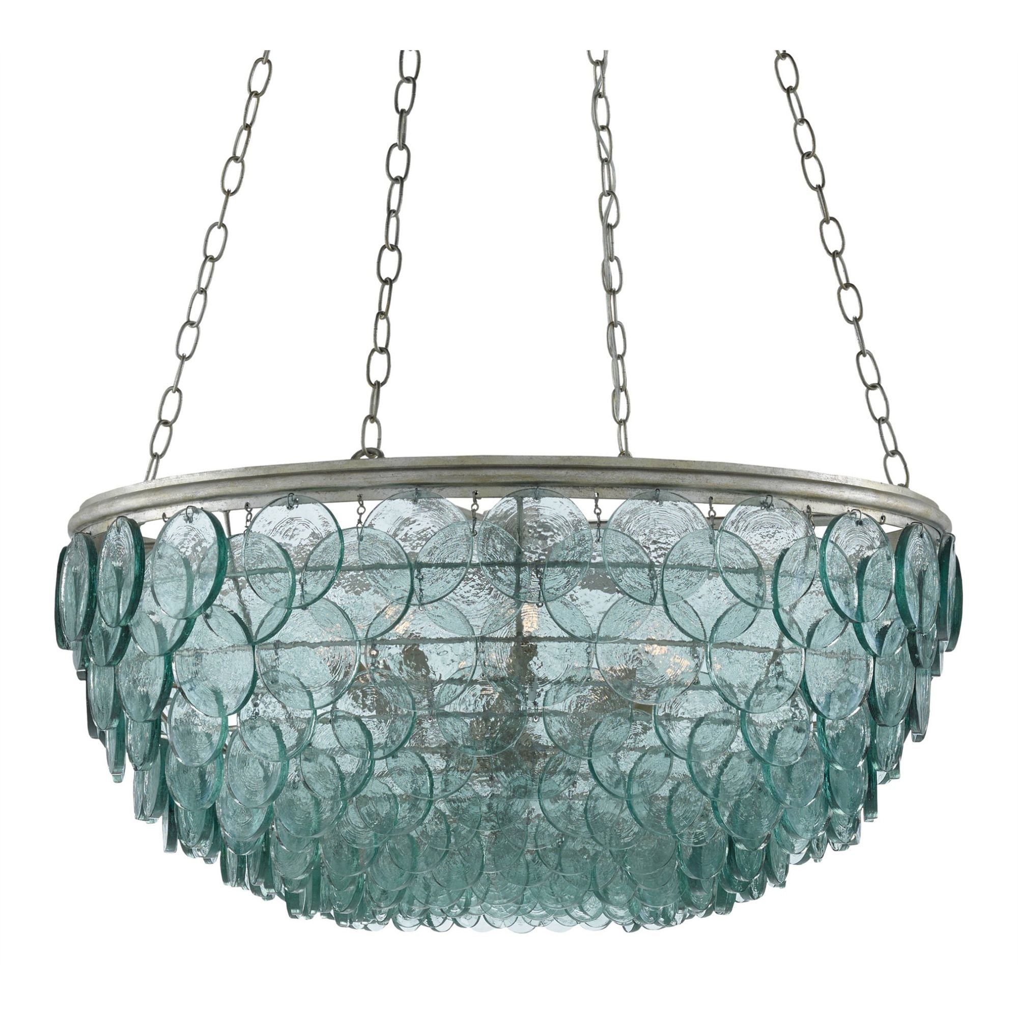 Quorum Small Recycled Glass Chandelier - Silver Leaf