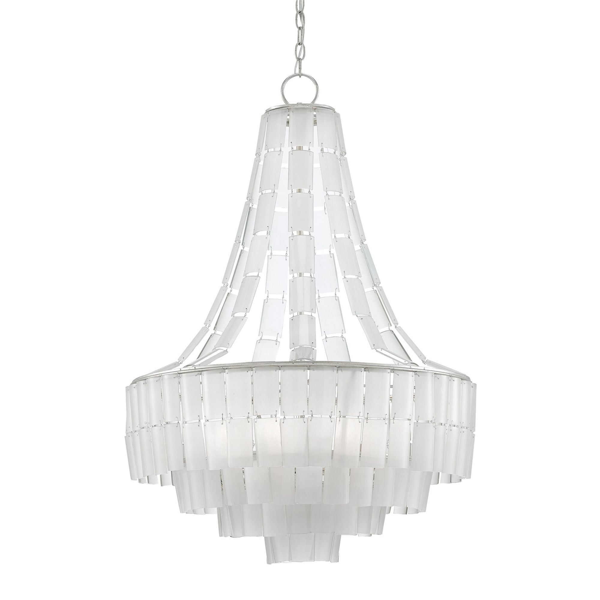 Vintner White Chandelier - Contemporary Silver Leaf/Opaque White