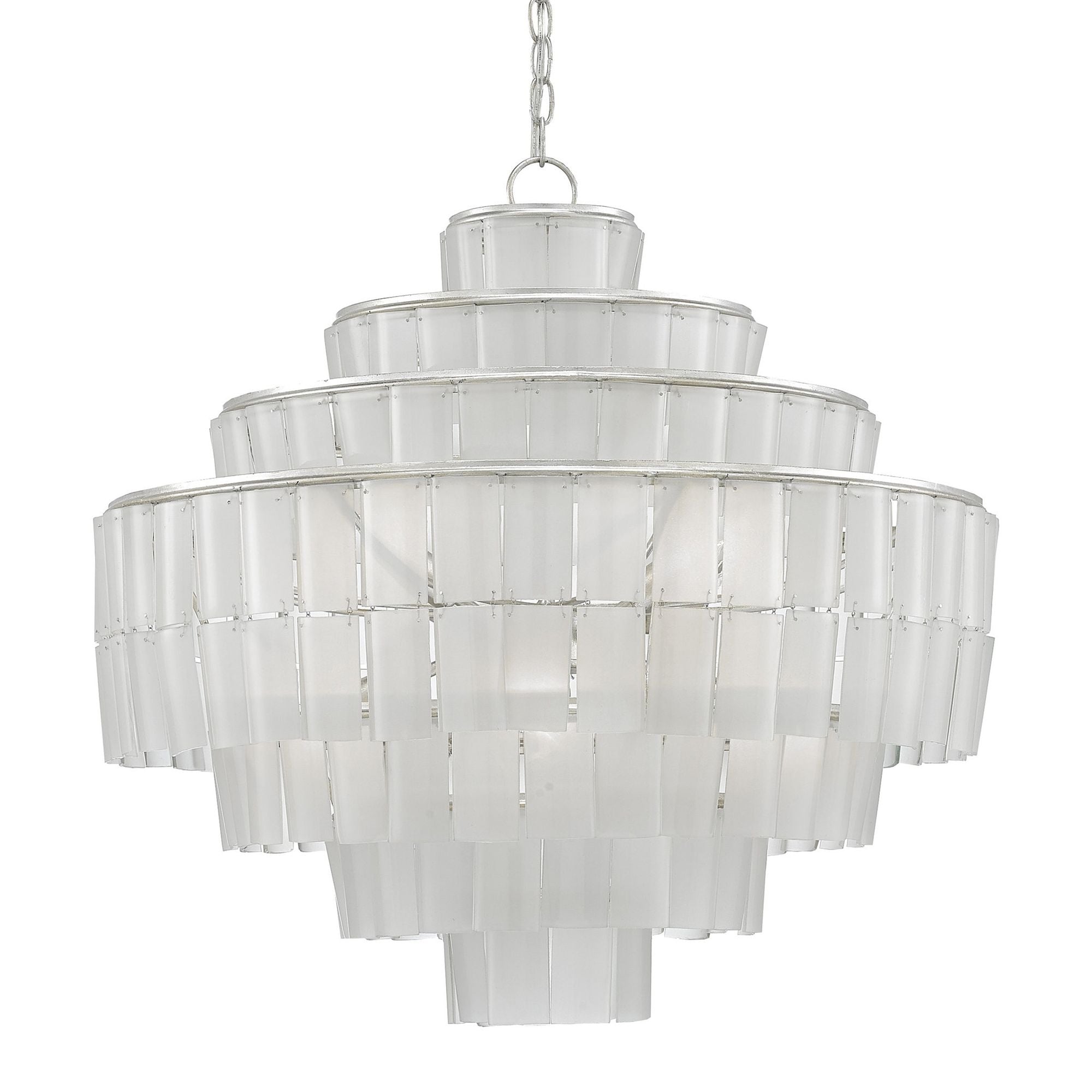Sommelier White Chandelier - Contemporary Silver Leaf/Opaque White