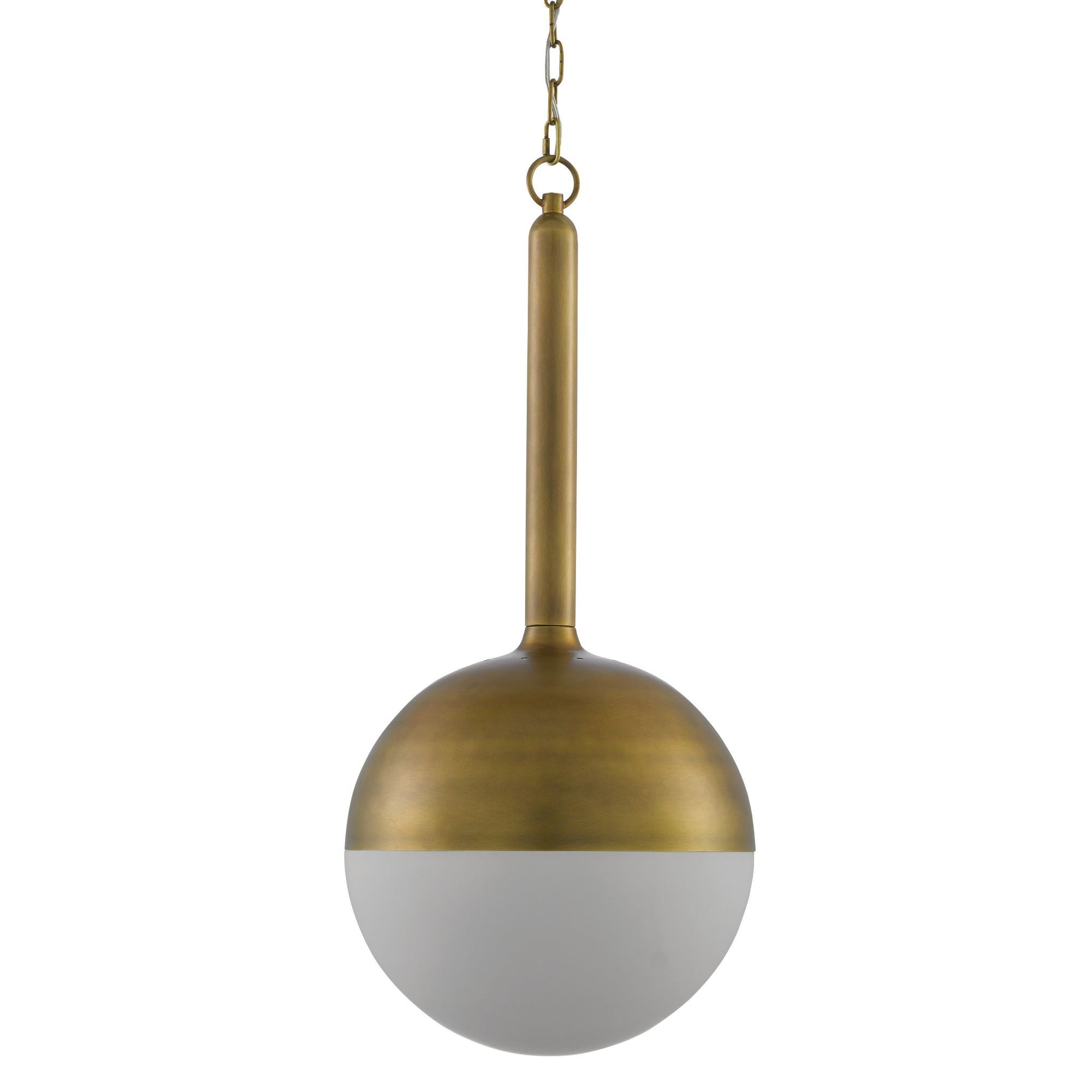 Moonward Brass Pendant - Antique Brass/Opaque White