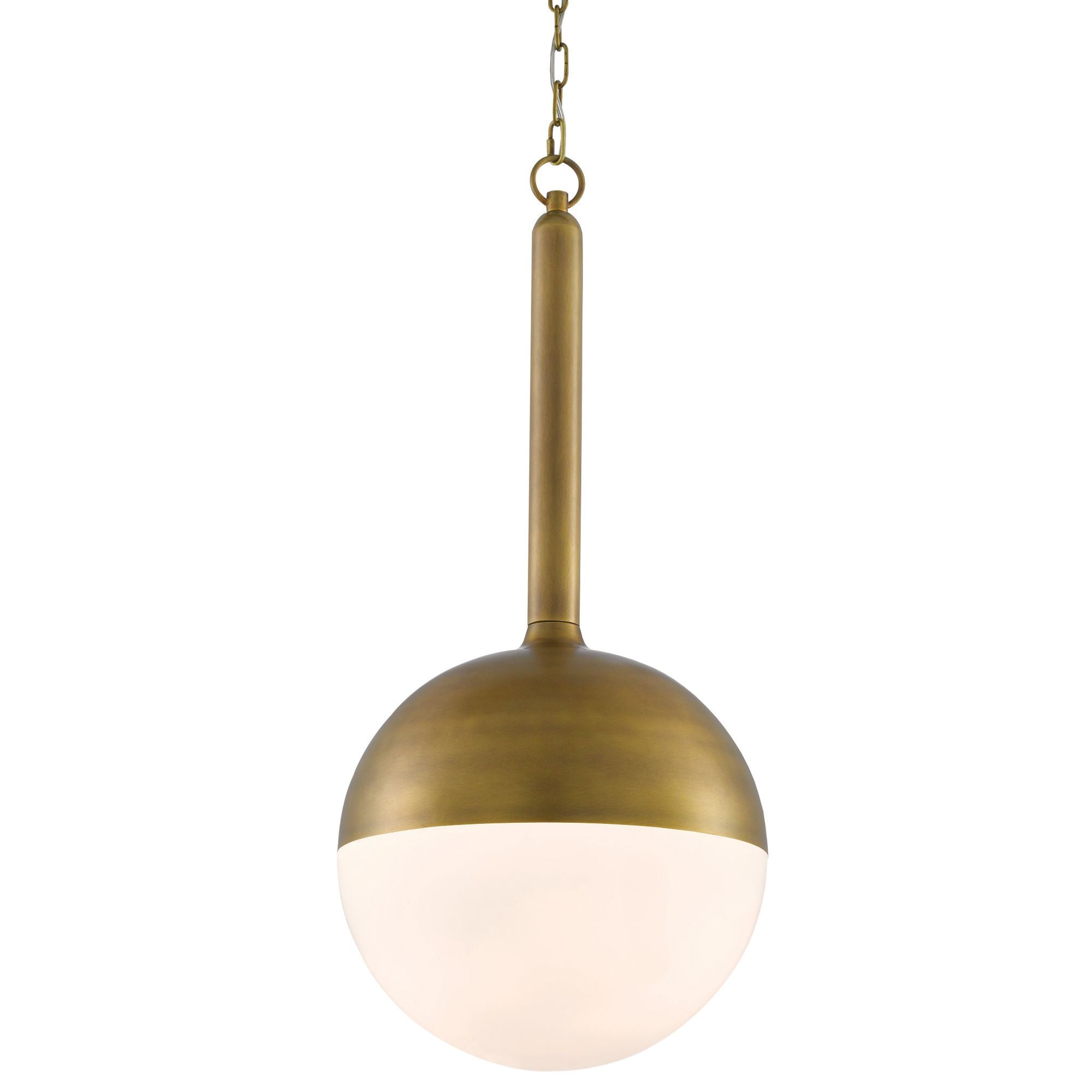 Moonward Brass Pendant - Antique Brass/Opaque White