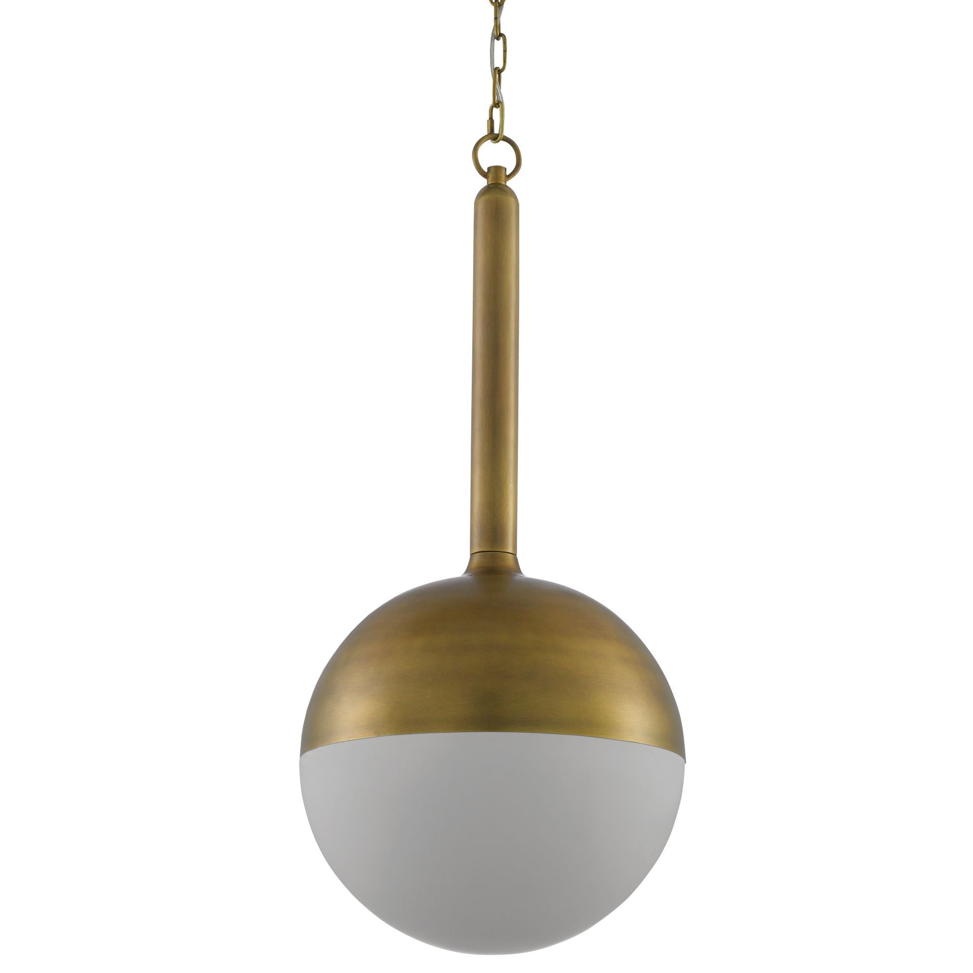 Moonward Brass Pendant - Antique Brass/Opaque White