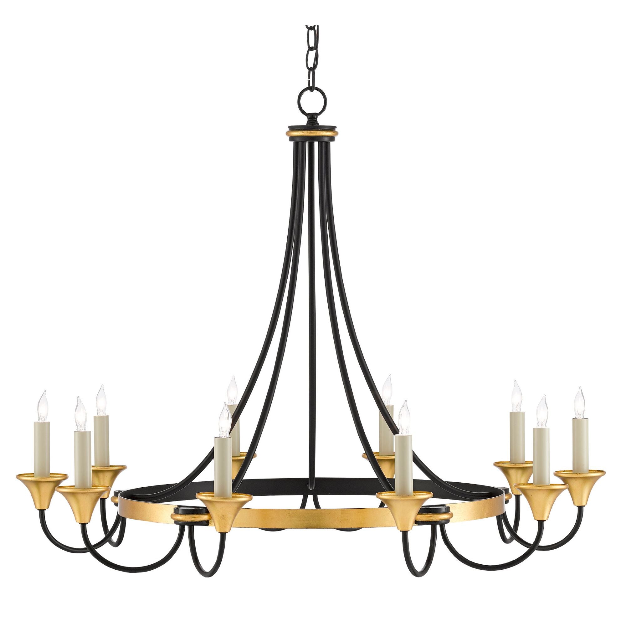 Hanlon Chandelier - Washed Black/Contemporary Gold Leaf