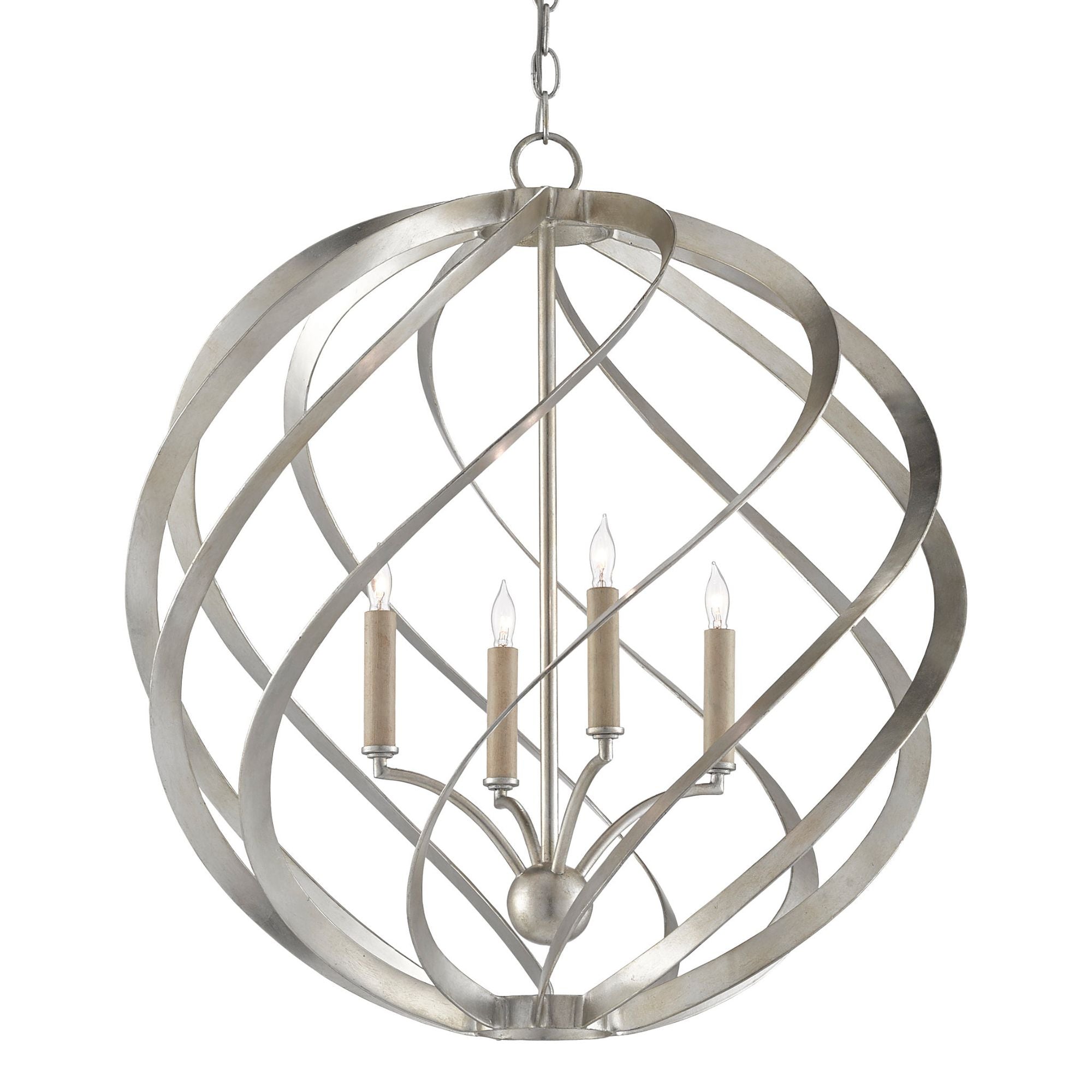 Roussel Silver Orb Chandelier - Contemporary Silver Leaf