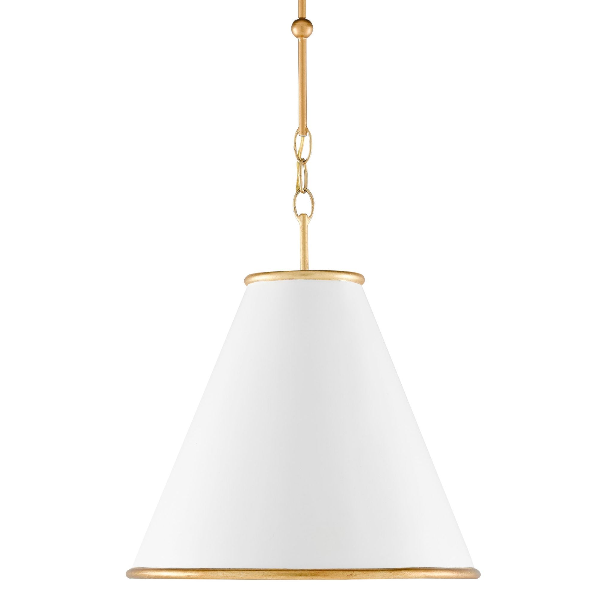 Pierrepont Small White Pendant - Painted Gesso White/Contemporary Gold Leaf/Painted Gold