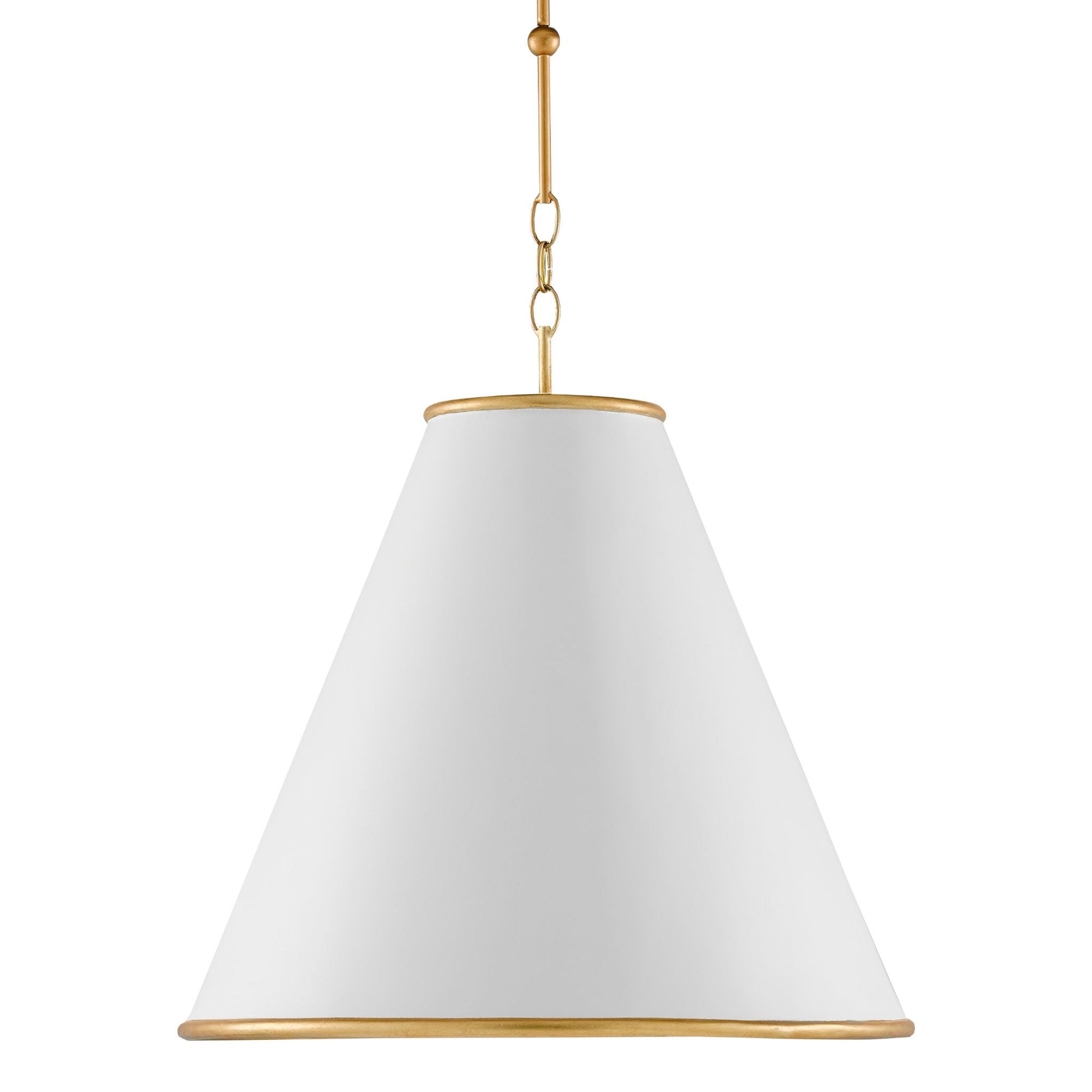 Pierrepont Large White Pendant - Painted Gesso White/Contemporary Gold Leaf/Painted Gold